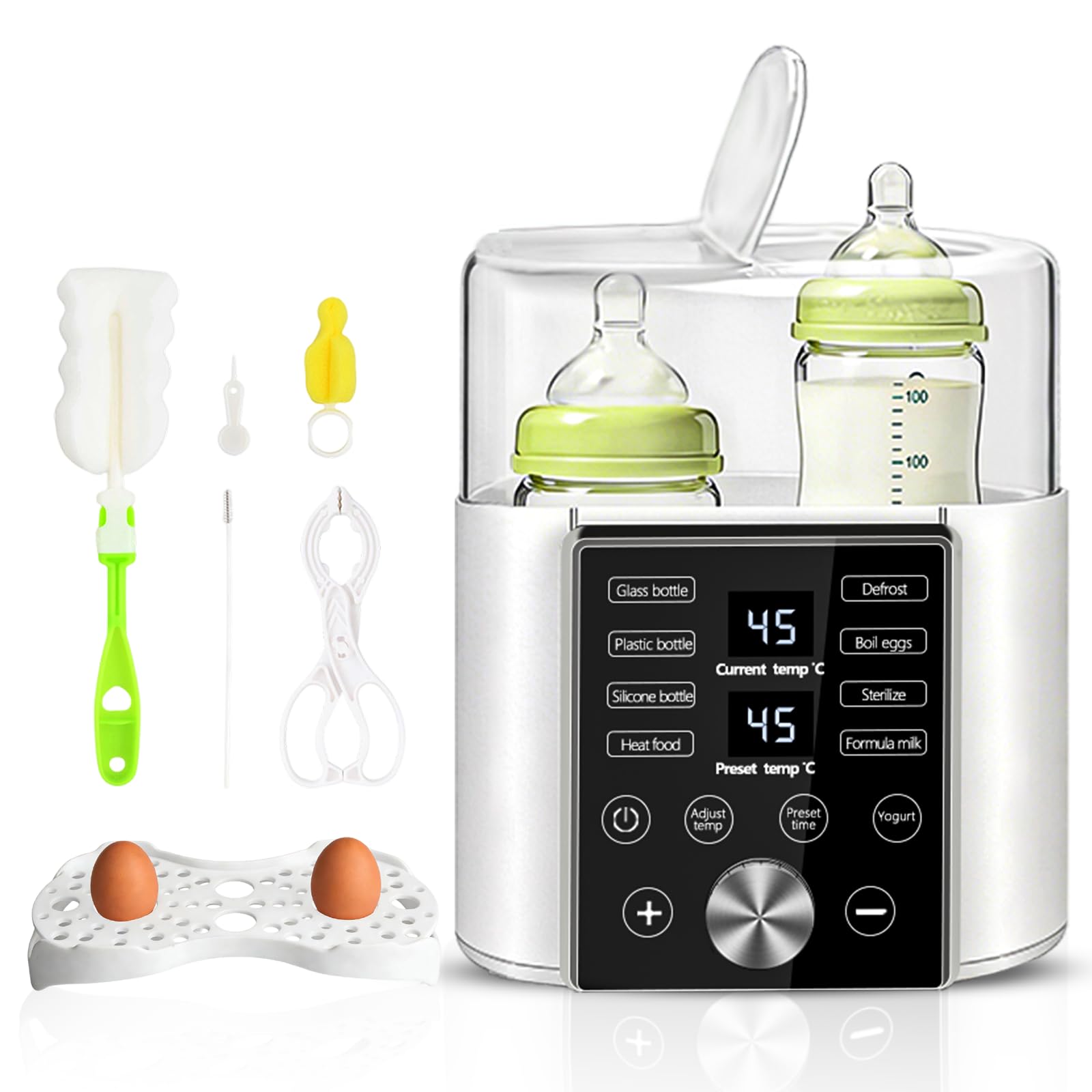 9 in 1 Scaldabiberon,Sterilizzatore Biberon,Scalda biberon,Scalda biberon Neonato Portatile,Double BottleWarmer,Senza BPA,Display LCD,Riscaldamento Rapido,Scongelare,Adatto a Tutti i biberon