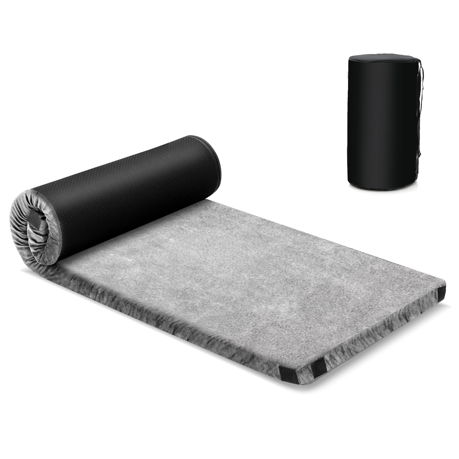GYMAX Colchón de Espuma Viscoelástica con Bolsa de Transporte, Colchón de Aire, Colchón de Suelo Enrollable, para Camping, 183 x 62,5 x 6,5 cm