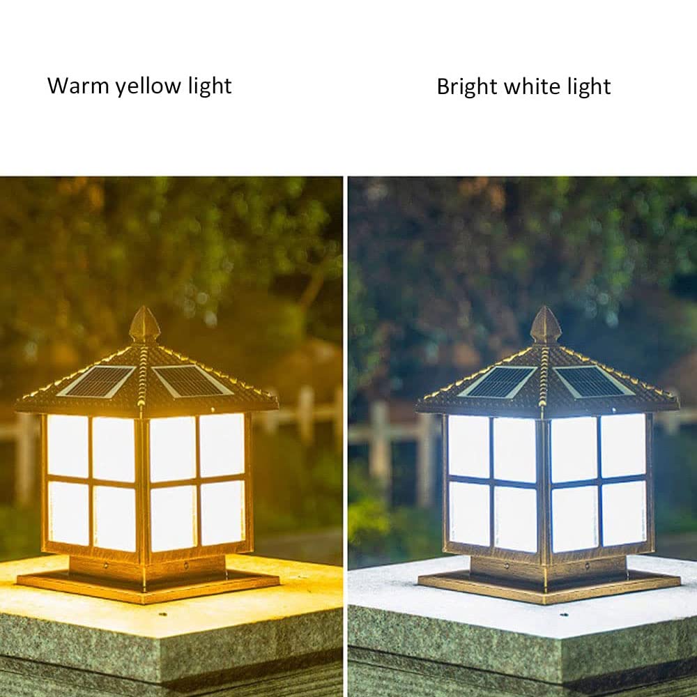 Lámpara de Cabeza de Pilar de Aluminio Retro, lámpara de pie Solar Impermeable, Pantalla de lámpara acrílica LED, lámpara de Paisaje de terraza de Patio, Accesorios de iluminación de terraza de