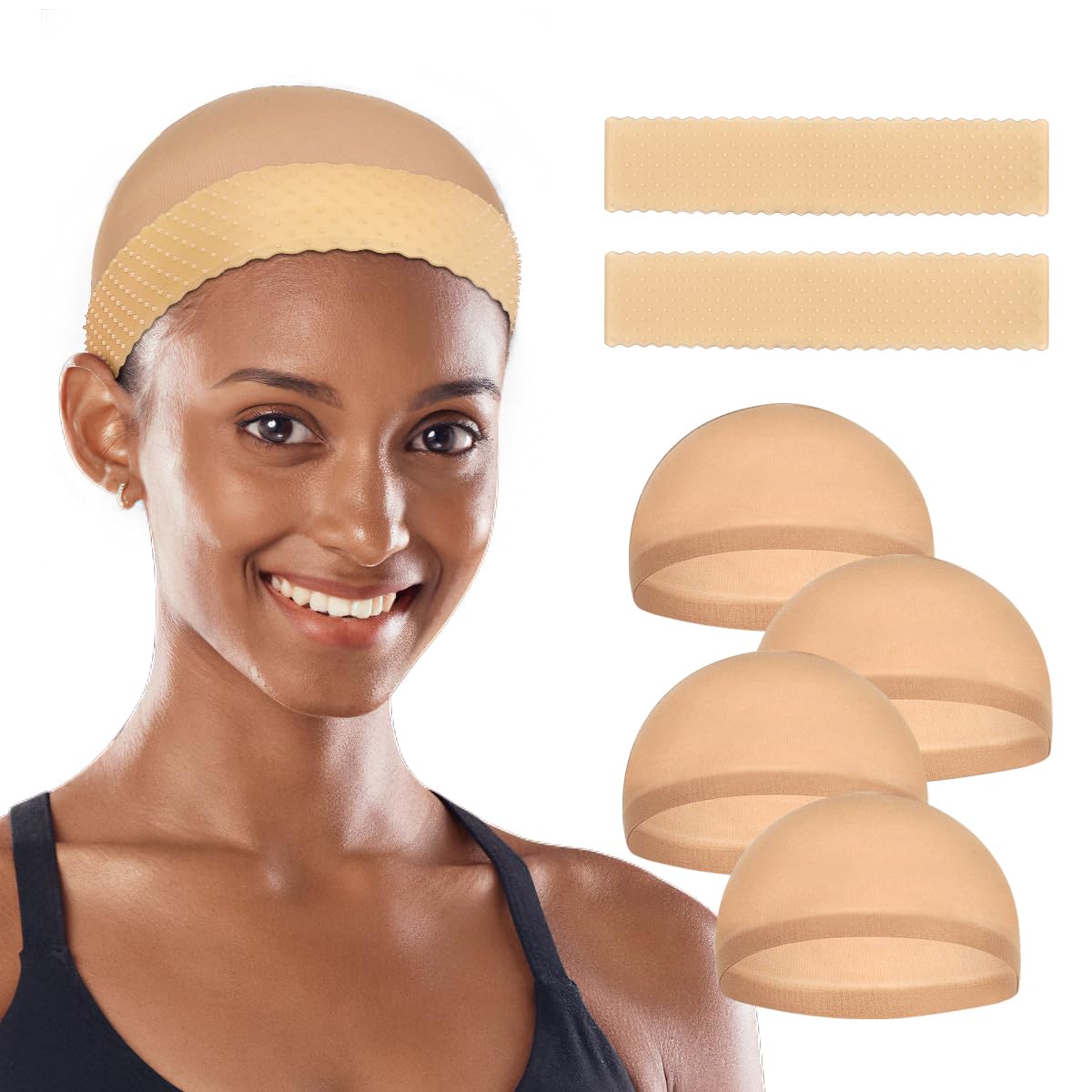 Yuest 2 Pcs Silicone Wig Grip Band for Lace Front, Adjustable Wig Gripper Headband for Women (Beige)