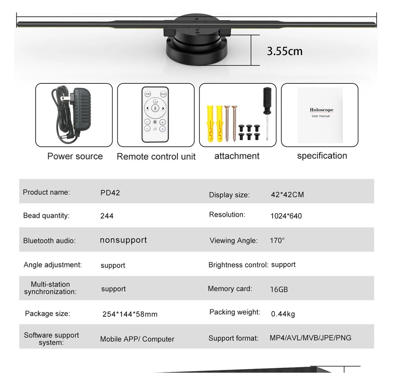 iumLeap 3D Hologram Projector,Business Advertising Holographic Light,screenless Display,for Advertising Display (PD42 Standard Set)