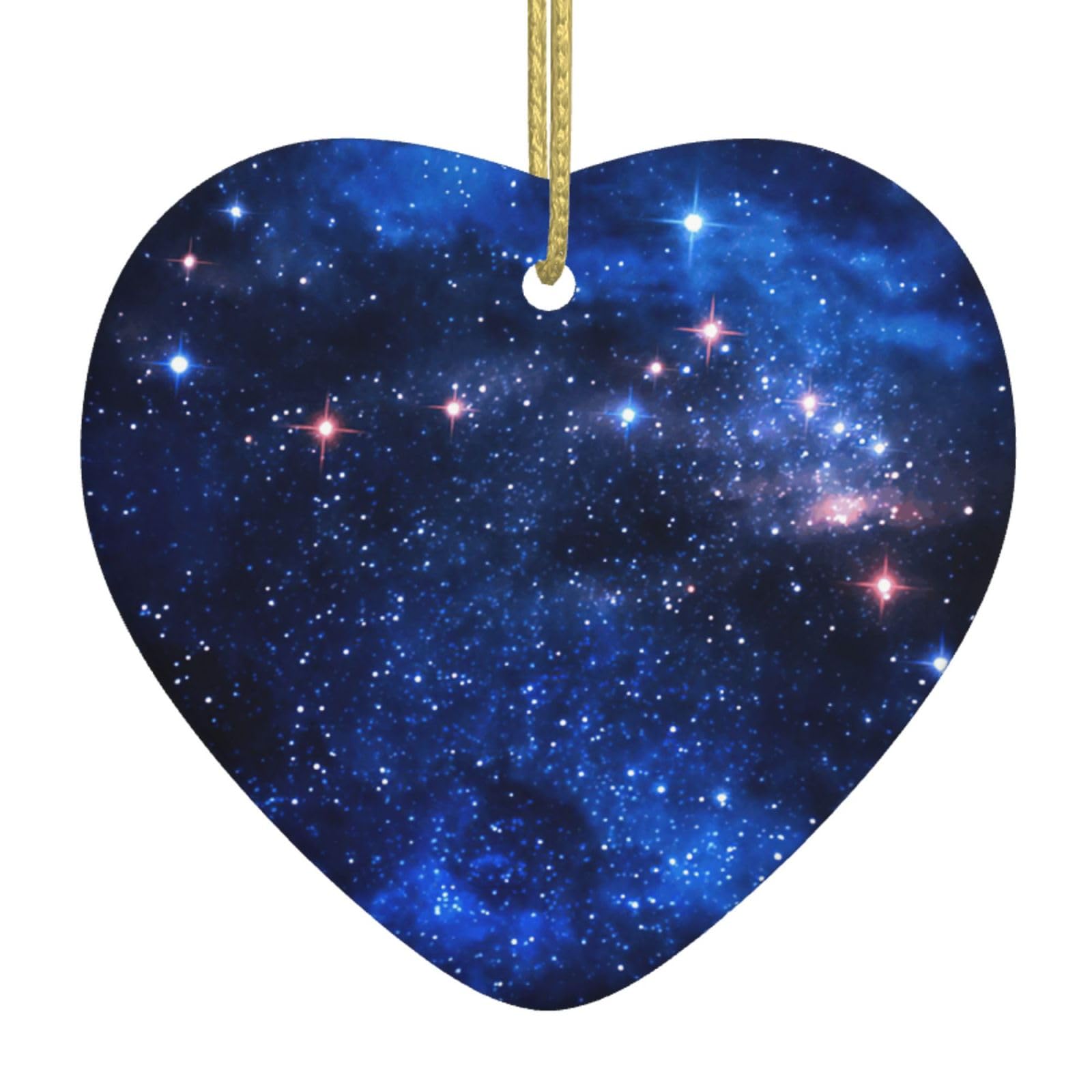 Nbtghga White Galaxy Night Print Christmas Ornaments, Ceramic Hanging Ornament, Xmas Tree Decoration, Holiday Home Decor