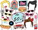 50's Diner Photo Booth Props Kit - 20 Pack Party Camera Props Fully Assembled