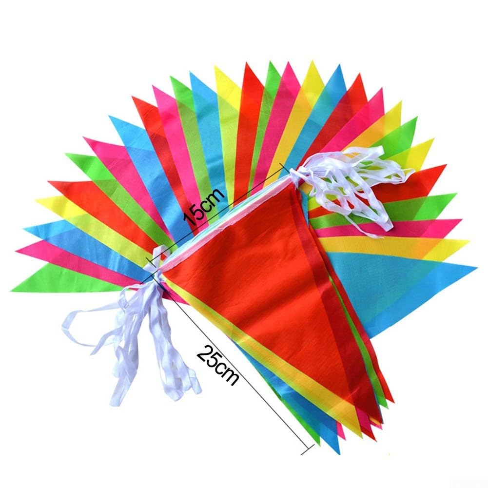 Triangle Flags Bunting 100M Vibrant Party Garland Double Sided Taffeta For Garden Wedding Festival Outdoor Decor Red Yellow Green Blue Purple(M)