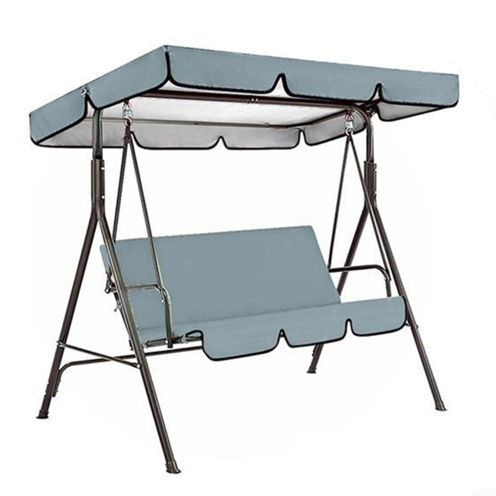 Juego de repuesto para cubiertas de columpio de jardín, con techo ajustable y reposabrazos, juego de repuesto con 3 fundas de asiento y funda para la cubierta del columpio (Gris 195x125x15cm)