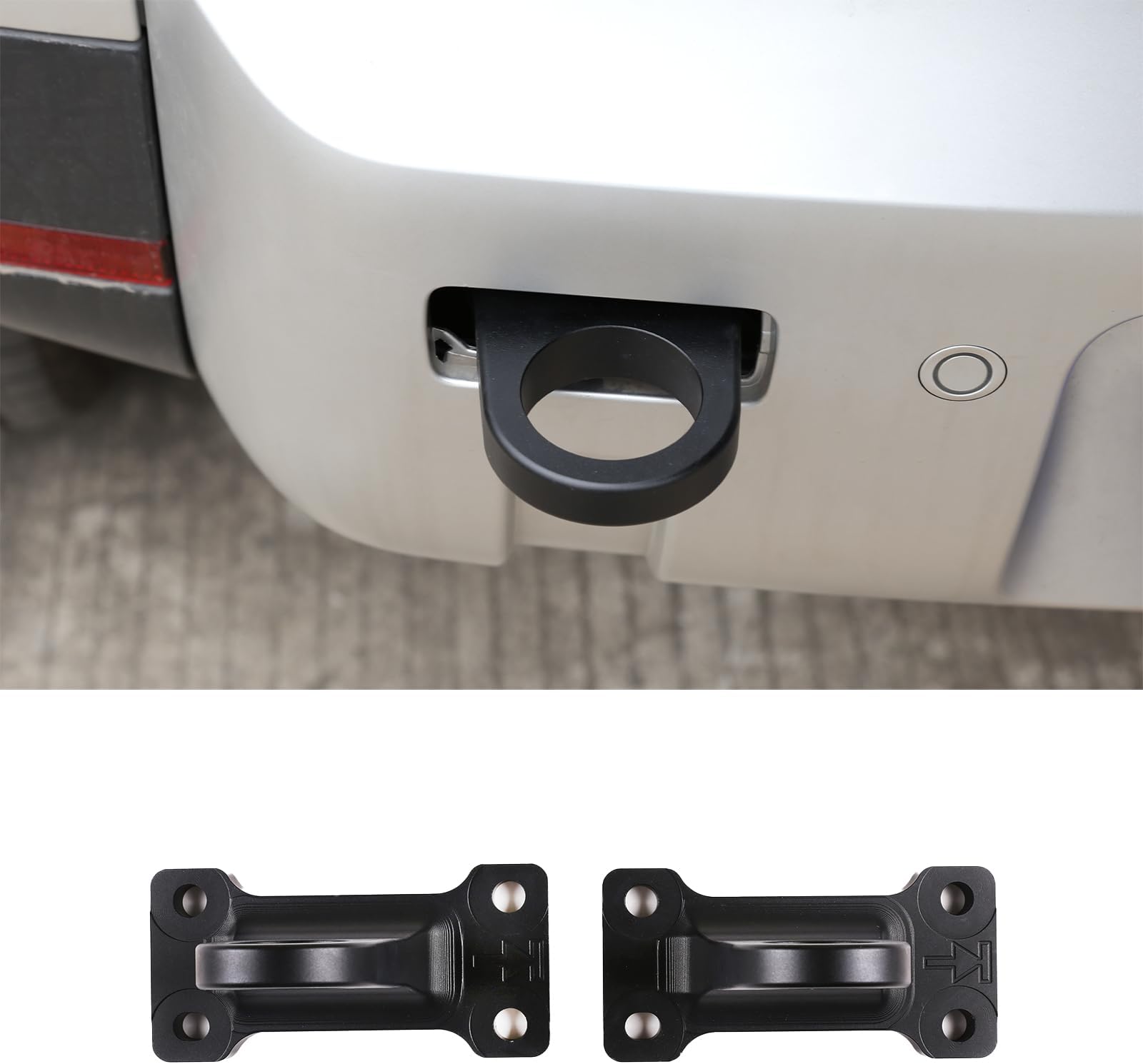 PIUGILH Rear Tow Towing Hook Compatible with Land Rover Defender 90 110 130 2020 2021 2022 2023, Car Auto Trailer Ring Aluminum Racing Trailer Hook, 2Pcs(Black)