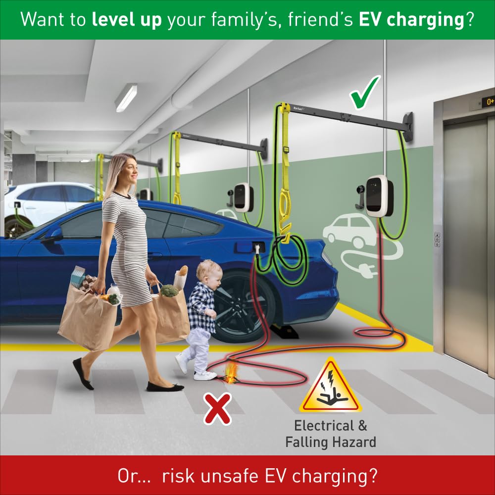 Barkan Cable de Carga EV Protector de Pared de 32 Pulgadas, Revestimiento de Zinc Resistente a la Intemperie para Interiores y Exteriores, para Cable de vehículo eléctrico