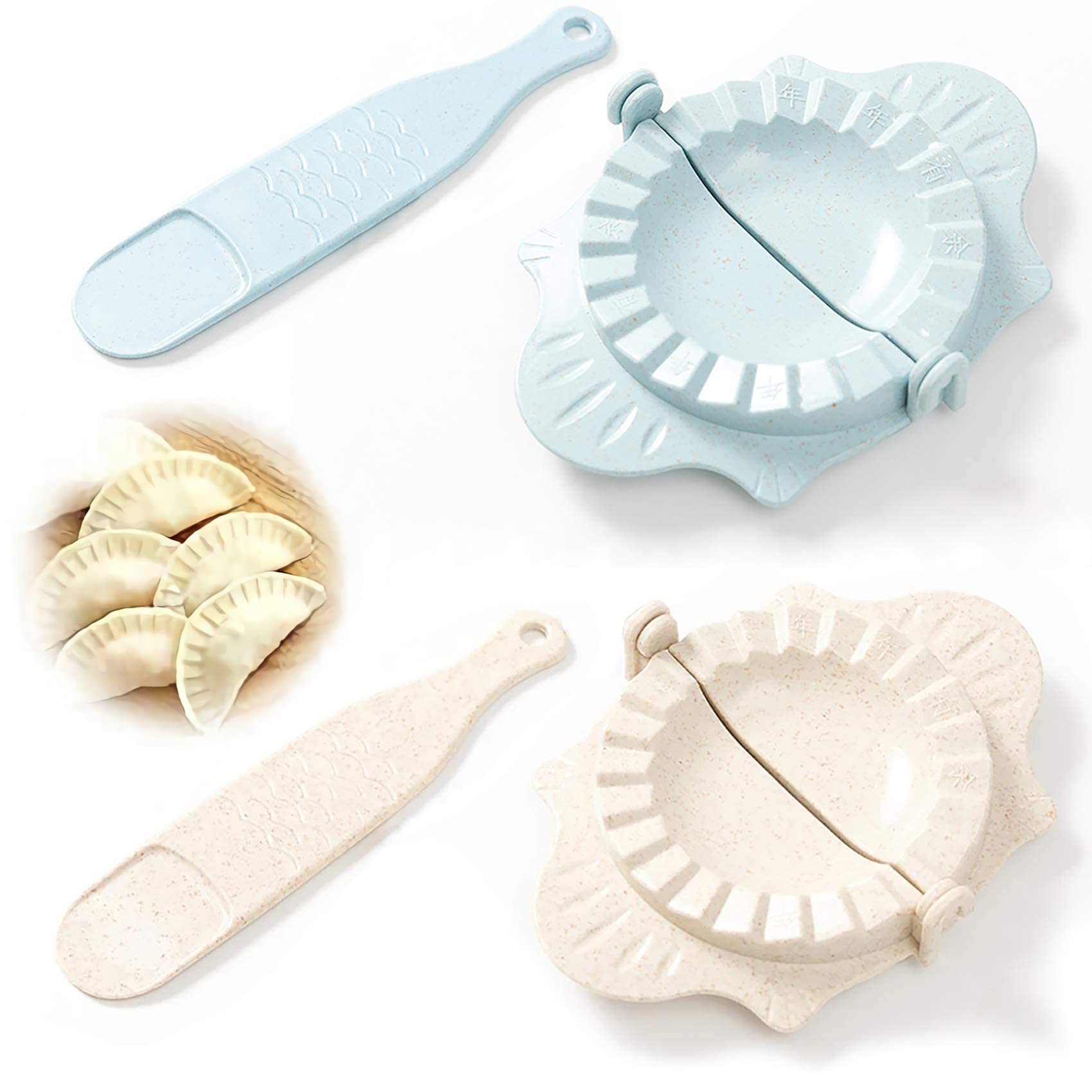 KASTWAVE Dumpling Maker, 2 Set Plastic Dough Press Pastry Tool Pressing Pie Ravioli Mould Cooking Molds for DIY Making Perfect Dumplings - That Make Your Job Easier 13 x 8 cm