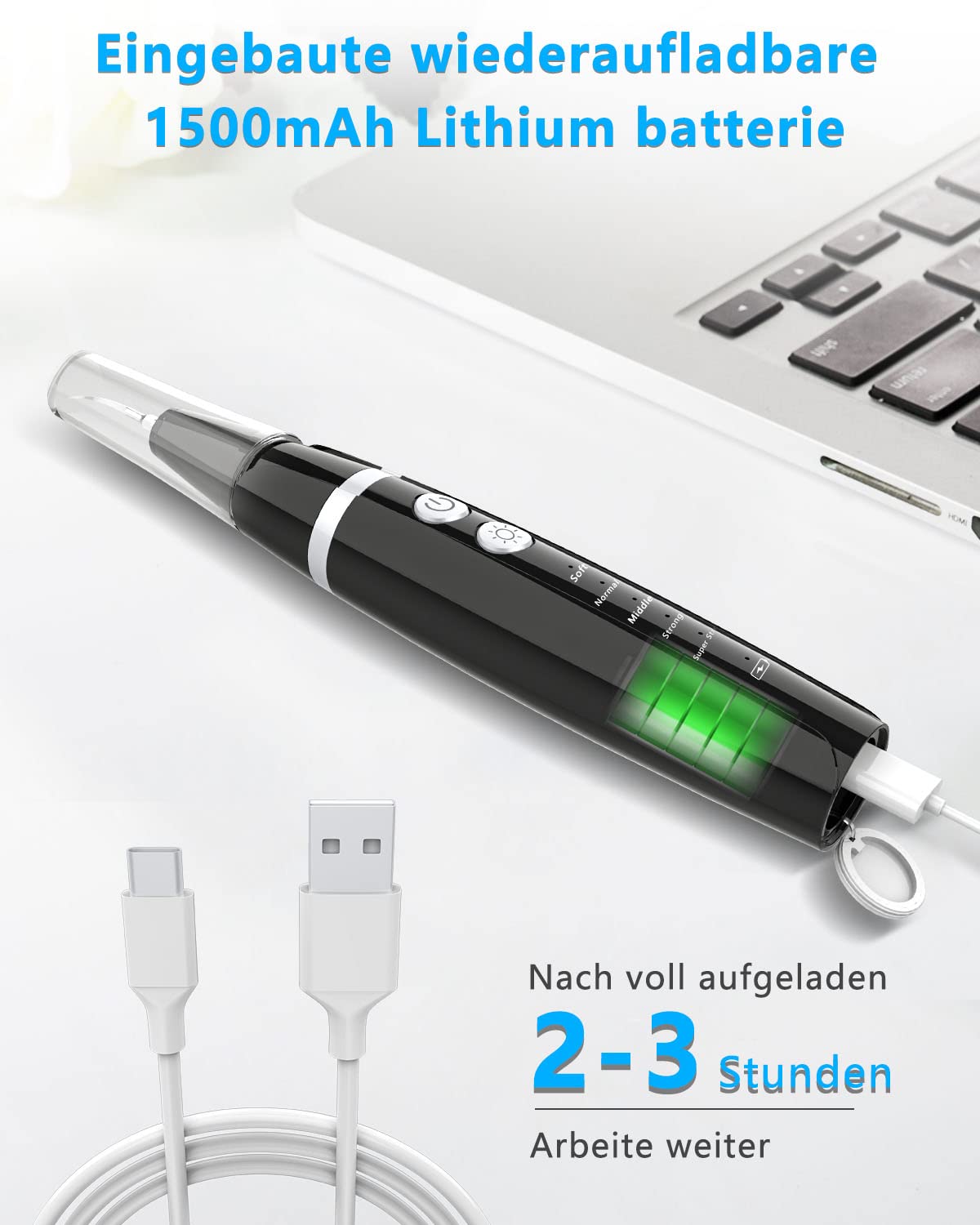 Zahnsteinentferner mit LED, Zahnreinigungsset für Hunde/Katzen und Hause, Elektrische Zahnreinigung Set mit 5 Modi und 3 Reinigungsköpfe, USB-C, IPX 7