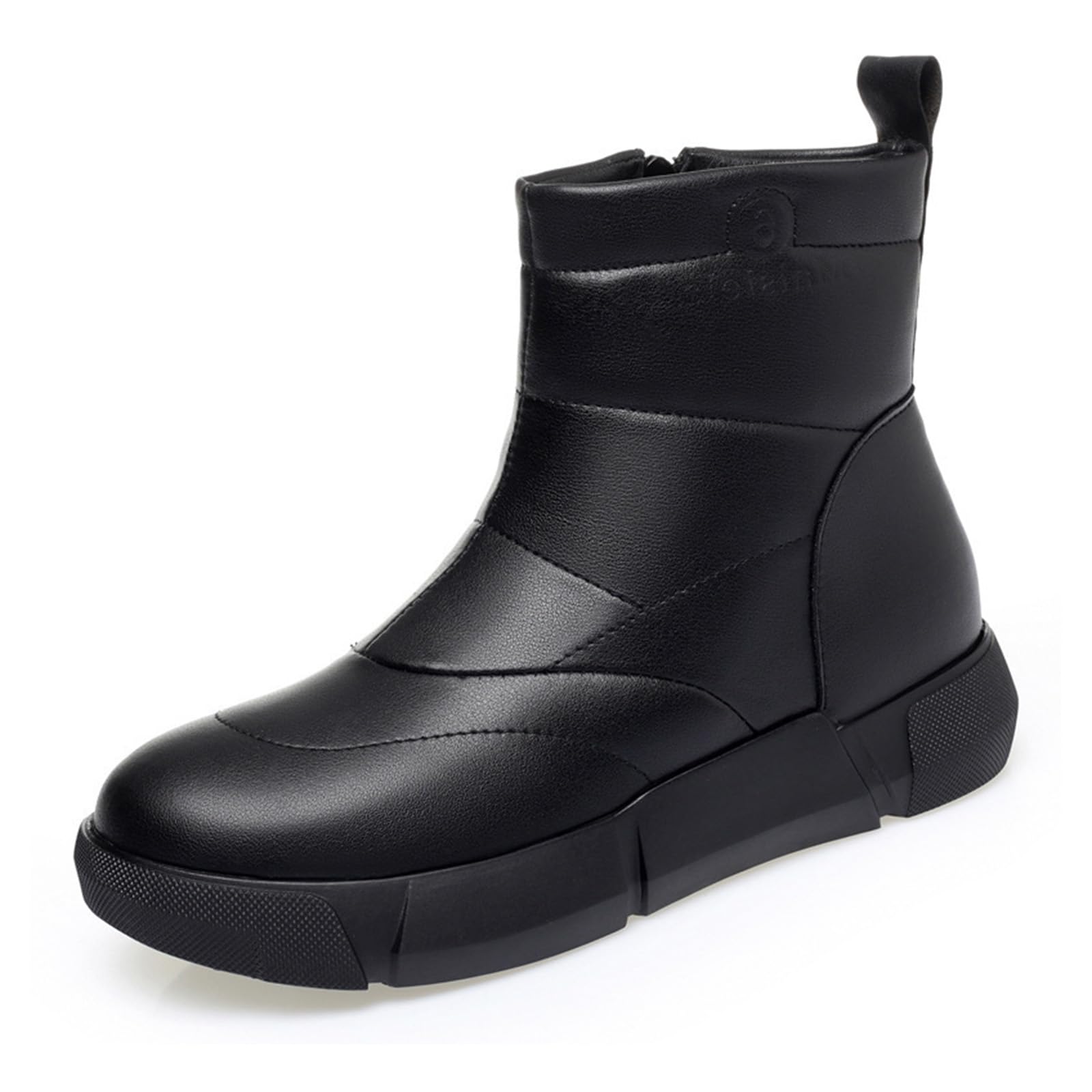 Womens Waterproof Down Platform Snow Ankle Boots Winter Warm Faux Fur Lining Comfort Round Toe Side Zip Non-Slip