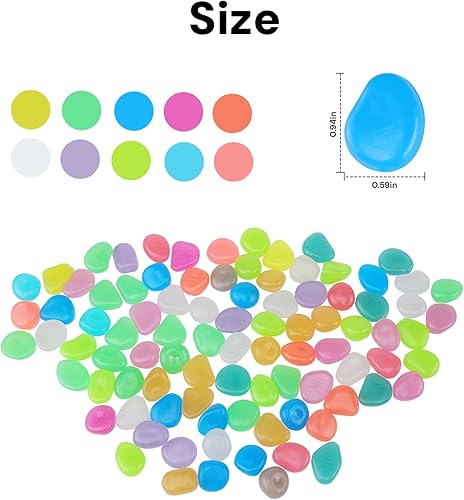 Miniatura 7 de Oubest - Piedras que brillan en la oscuridad Guijarros que brillan Piedras que brillan con decoración azul para jardín Tanque de peces Acuario