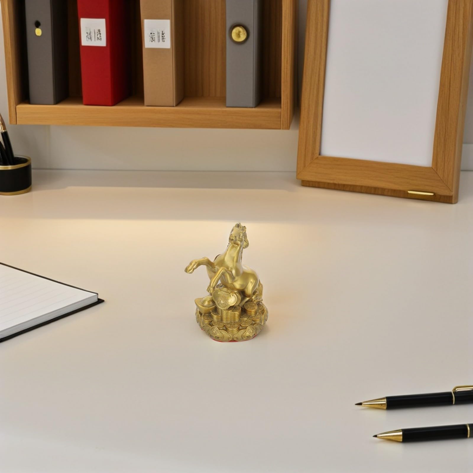 Healifty Messingpferd Stehende Figur, Chinesisches Tierkreiszeichen, Gold
