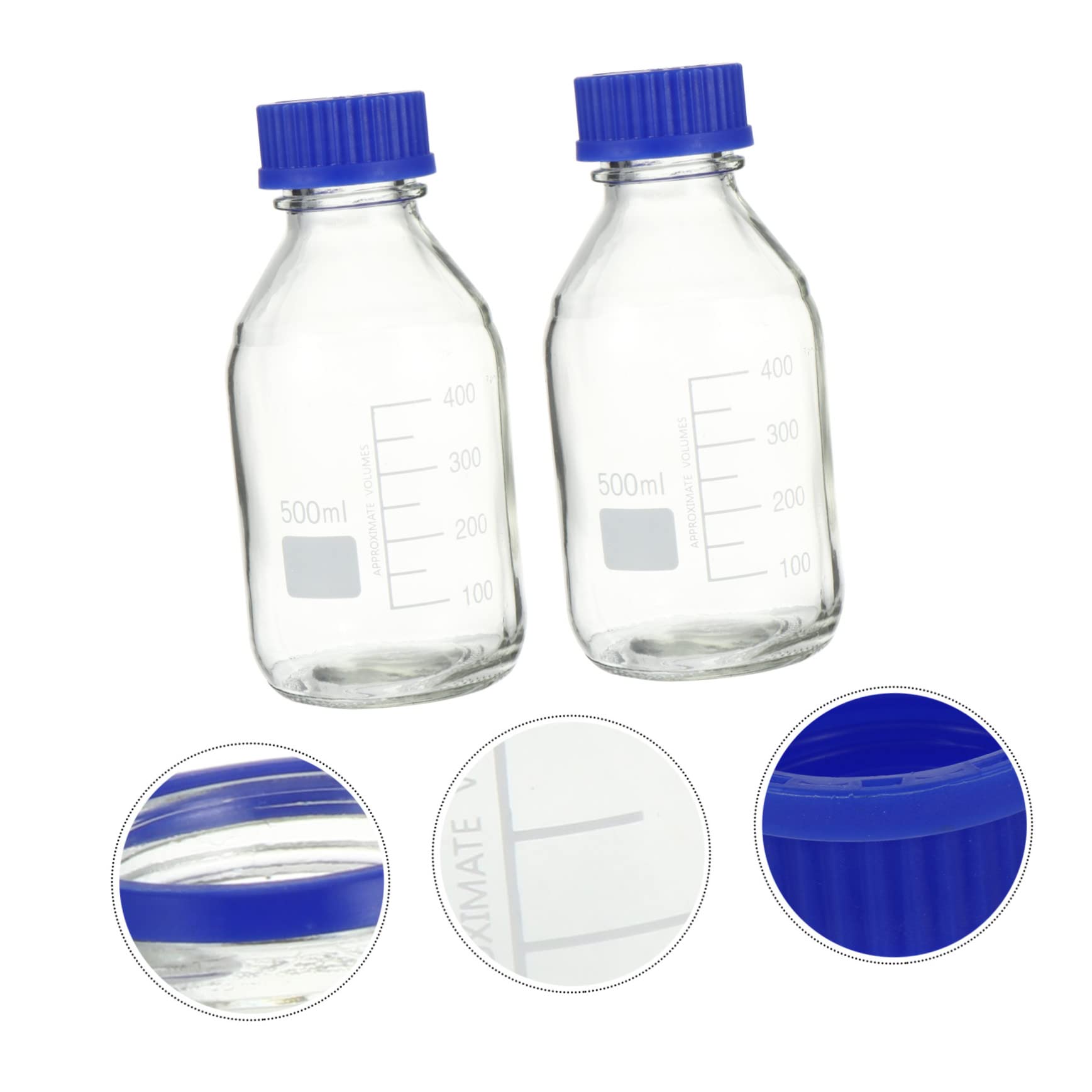 2piezas Botella Reactivo Químico Vidrio Sellado Laboratorio Material Duradero Clara Almacenamiento Fácil