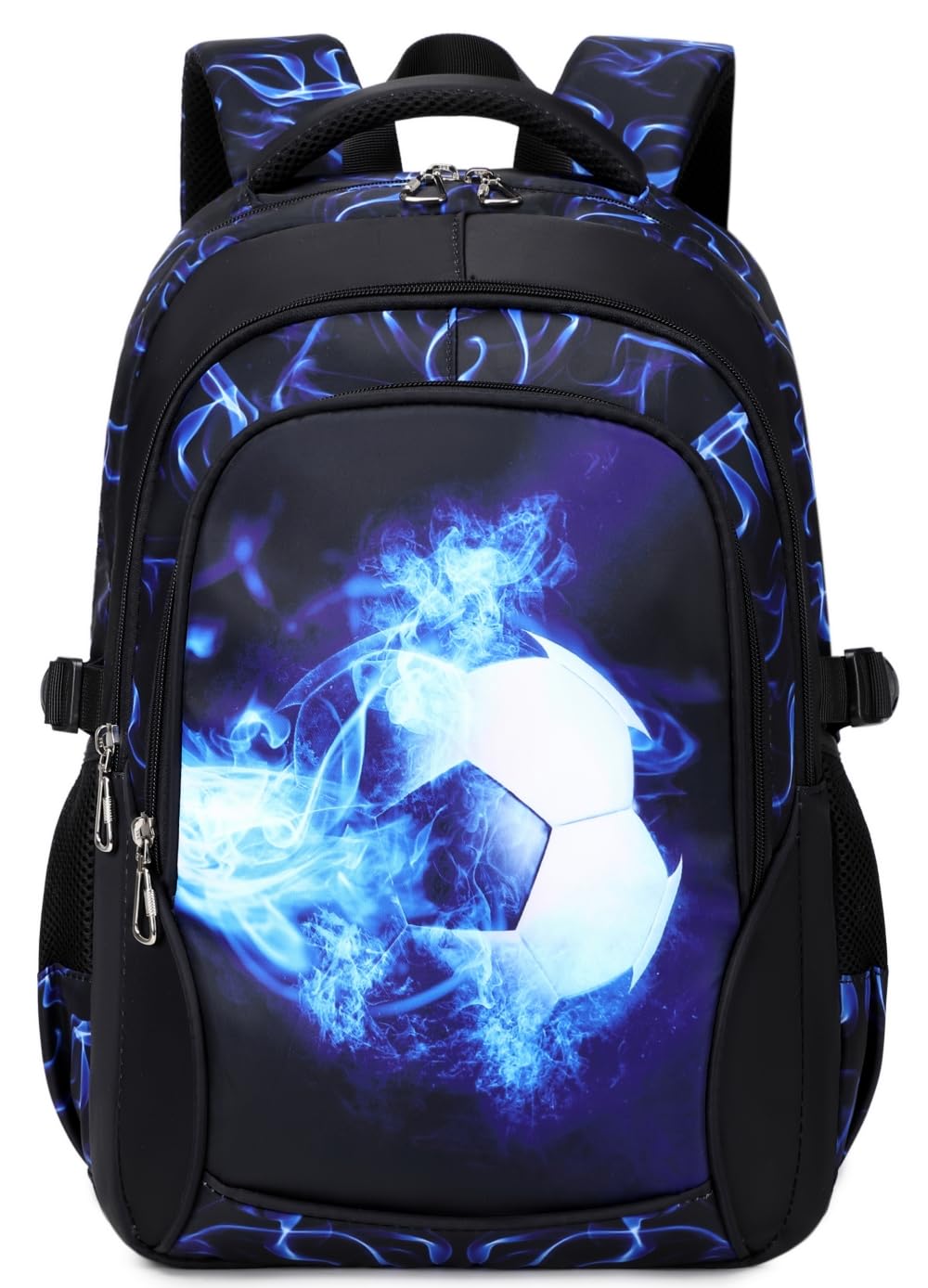 Zaino Da Scuola Per Ragazzi Zaino Secondario Zaino Per Adolescenti Resistente Di Grandi Dimensioni Impermeabile (5-Blu Calcio)
