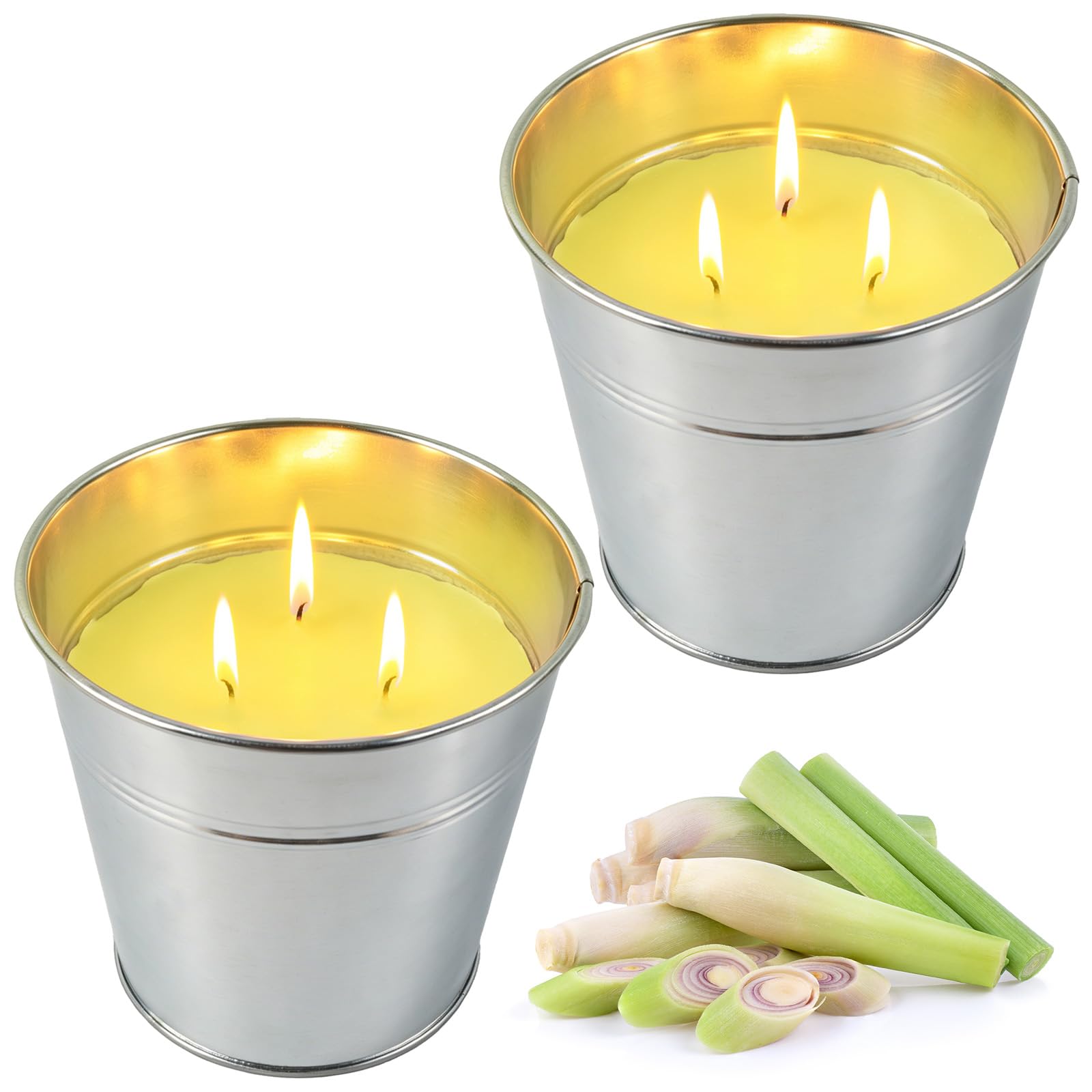 Citronella Candle Outdoor and Indoor,2x16OZ 80H Burining Time Natural Soy Wax Outdoor Candles Smokeless Citronella Tea Lights,High Fragrance Fly Repellent Candles for Home Camping Garden Patio