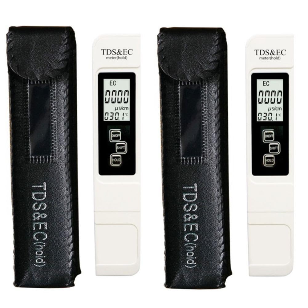 Aundhegrtt White 2Pcs Tds Ec Meter Tester 4 In 1 Digital Water Quality Tester 0-9999 Ppm Measurement Range Water Purity Temperature Meter