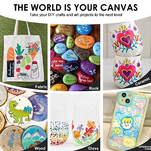 Image of Funto Dual Tip Acrylic Paint Markers, Paint Pens for Rock Painting, Wood, Canvas, Ceramic, Fabric, 12 Colors, Quick Drying, Non-Toxic, Arts and Crafts
