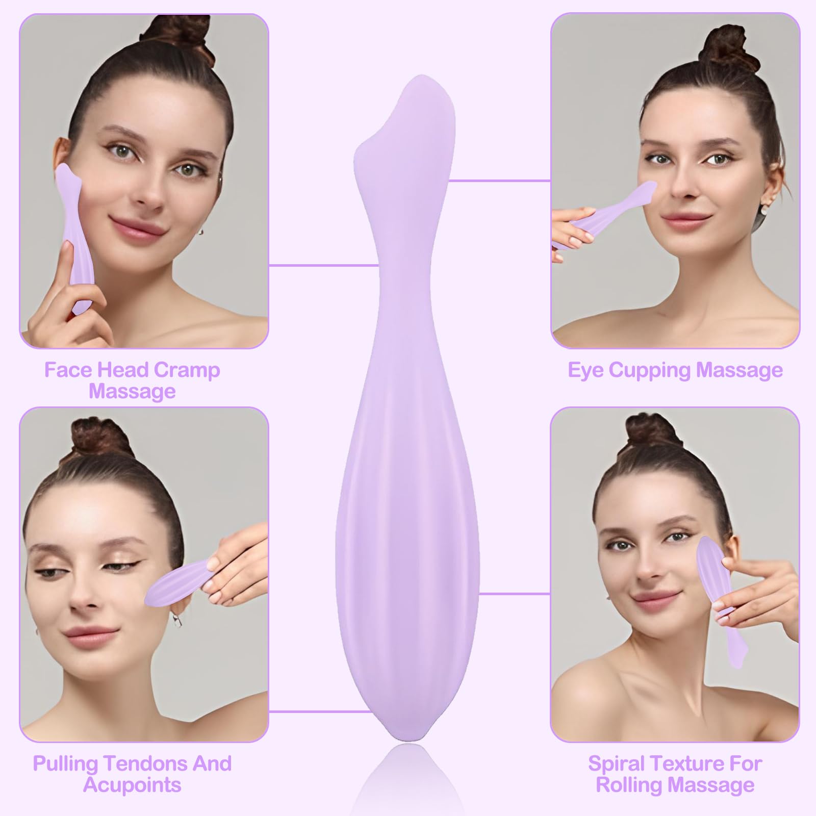 Rodillo Facial, Rodillo De Masaje Facial, Herramienta De Masaje Manual Facial, Mujeres Masajeador Facial, Silicona Palo Herramienta De Masaje Facial, Para Aliviar La Fatiga Muscular Reafirmar La Piel