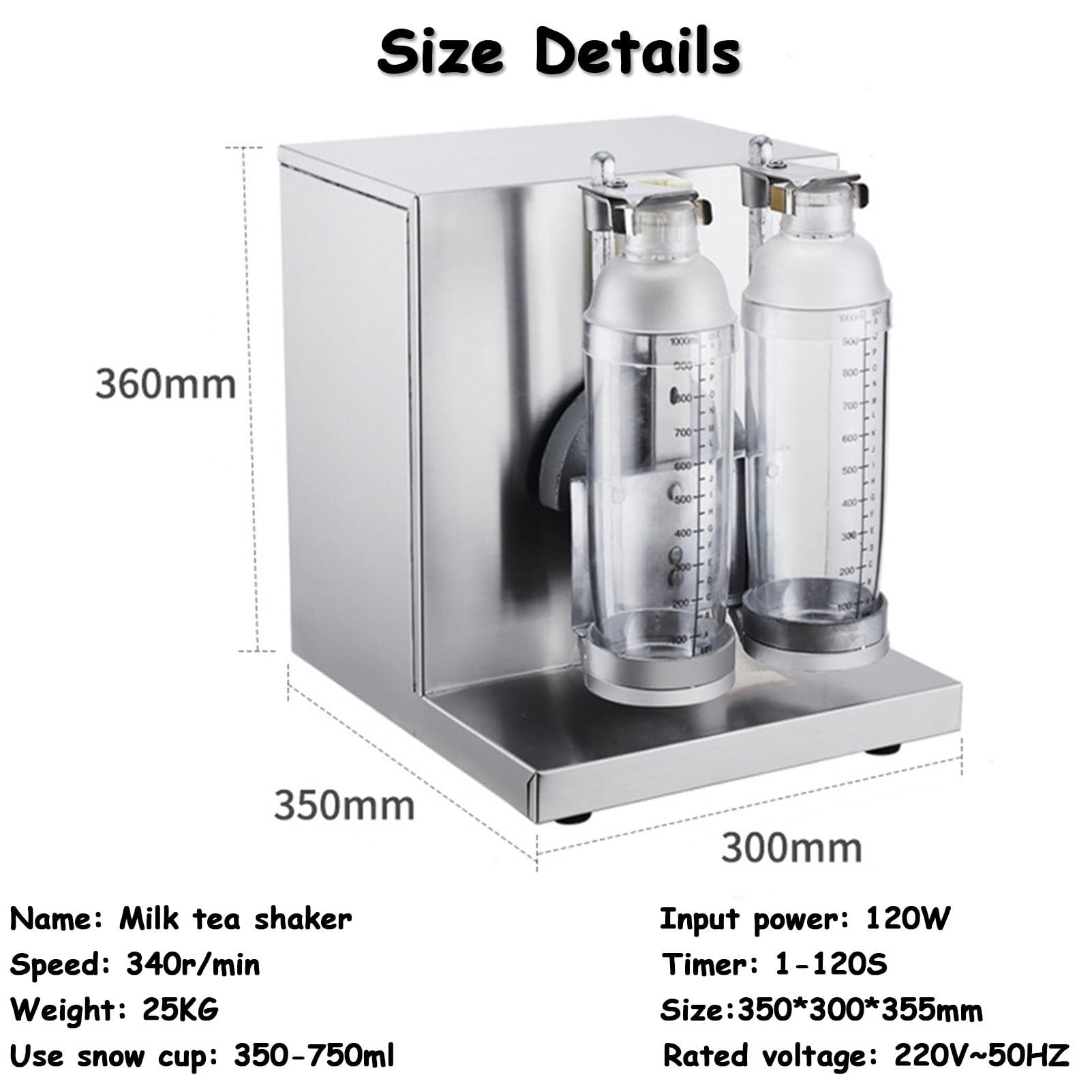 Máquina mezcladora automática para té con Burbujas, té, Leche, té, máquina mezcladora para Mezclar 360° cócteles, jugos, café, Leche, Vino, Equipo Comercial de Dos Tazas