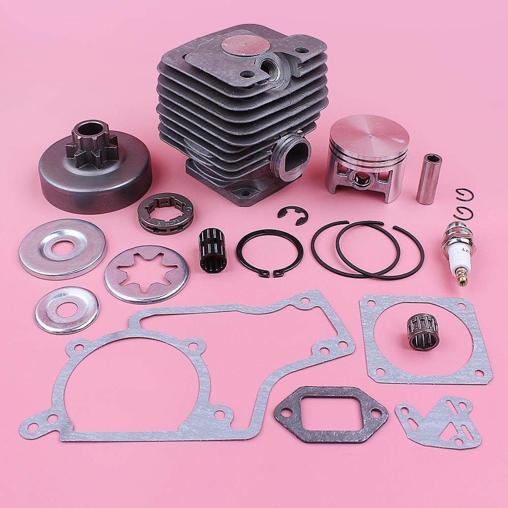 HAOHAO 52mm Cilindro Kit de pistón Compatible with Stihl MS380 038 MS 380 Embrague Piñón Borde del Tambor de Juntas Kit de reparación de la Motosierra sustituir Parte de Repuesto