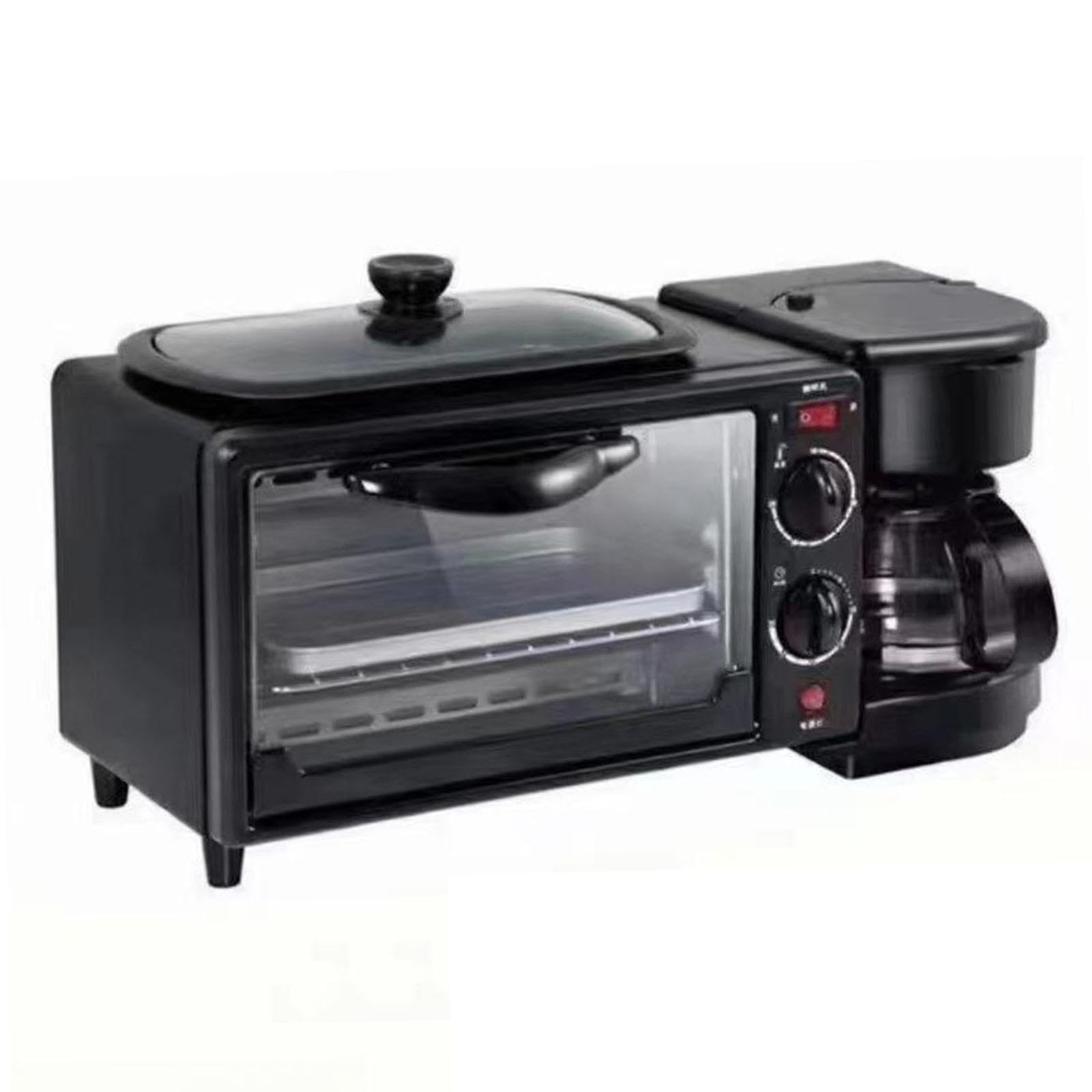 Gralara Máquina de Desayuno 3 en 1 Tostadoras Horno Horno con Temporizador Incluye Cafetera Estaciones de Desayuno Eléctricas Huevo