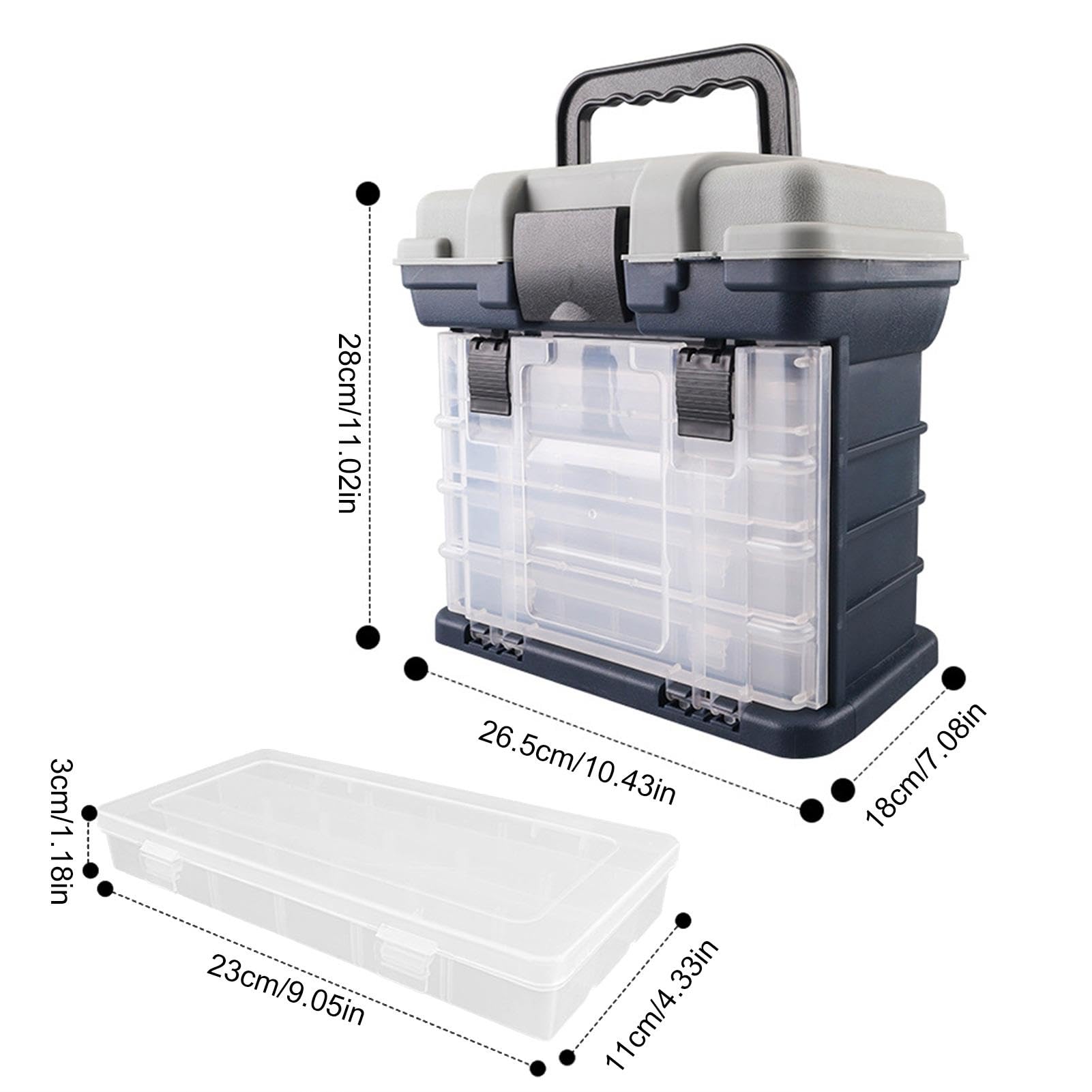 Caja de aparejos de pesca, organizador portátil de aparejos de pesca de ABS, múltiples compartimentos, almacenamiento de aparejos de pesca con 4 cajones, organizador de caja de aparejos, caja | ABS, múltiples compartimentos, almacenamiento de aparejos de