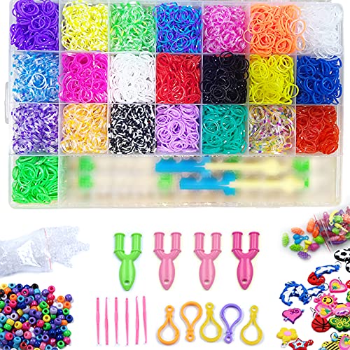 TOGOTTAI DIY Loom Bands Rubber Bands Refill Loom Set 7,200 Rubber Bands in 22 Colors for Necklace Bracelet, Loom Bracelet Making Kit Christmas Birthday Gift for Kids