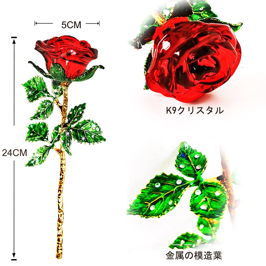 Amazon｜造花 インテリア クリスタル バラ 薔薇 一輪の花 枯れ