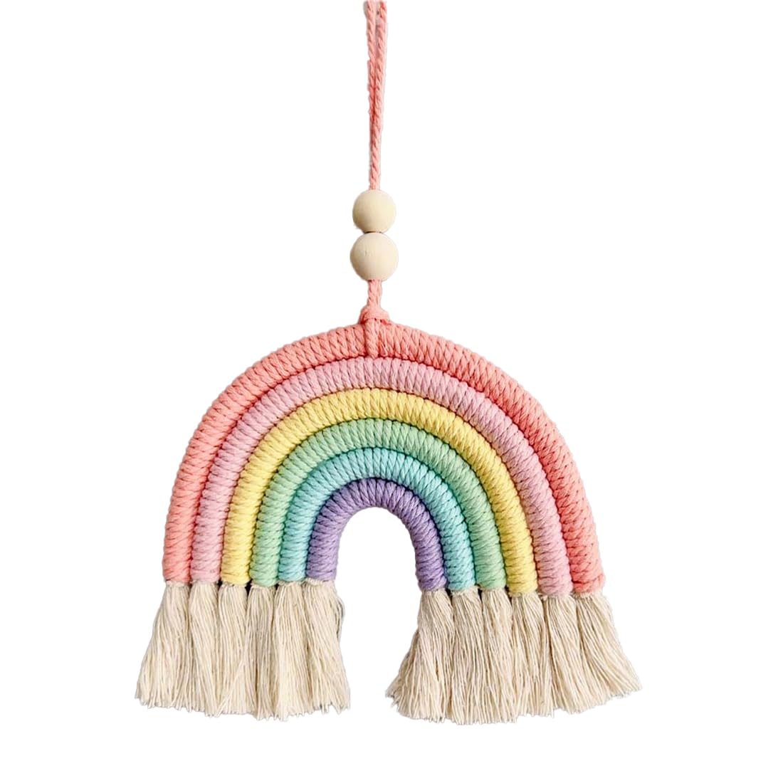 XPEX 1 Piezas Tapices De Pared Arcoíris, Decoracion Pared, Tapices De Arco Iris Tejido A Mano Para Niños Y Habitación Infantil Arcoiris Colgante Pared Decoración De Pared De Macramé (B)