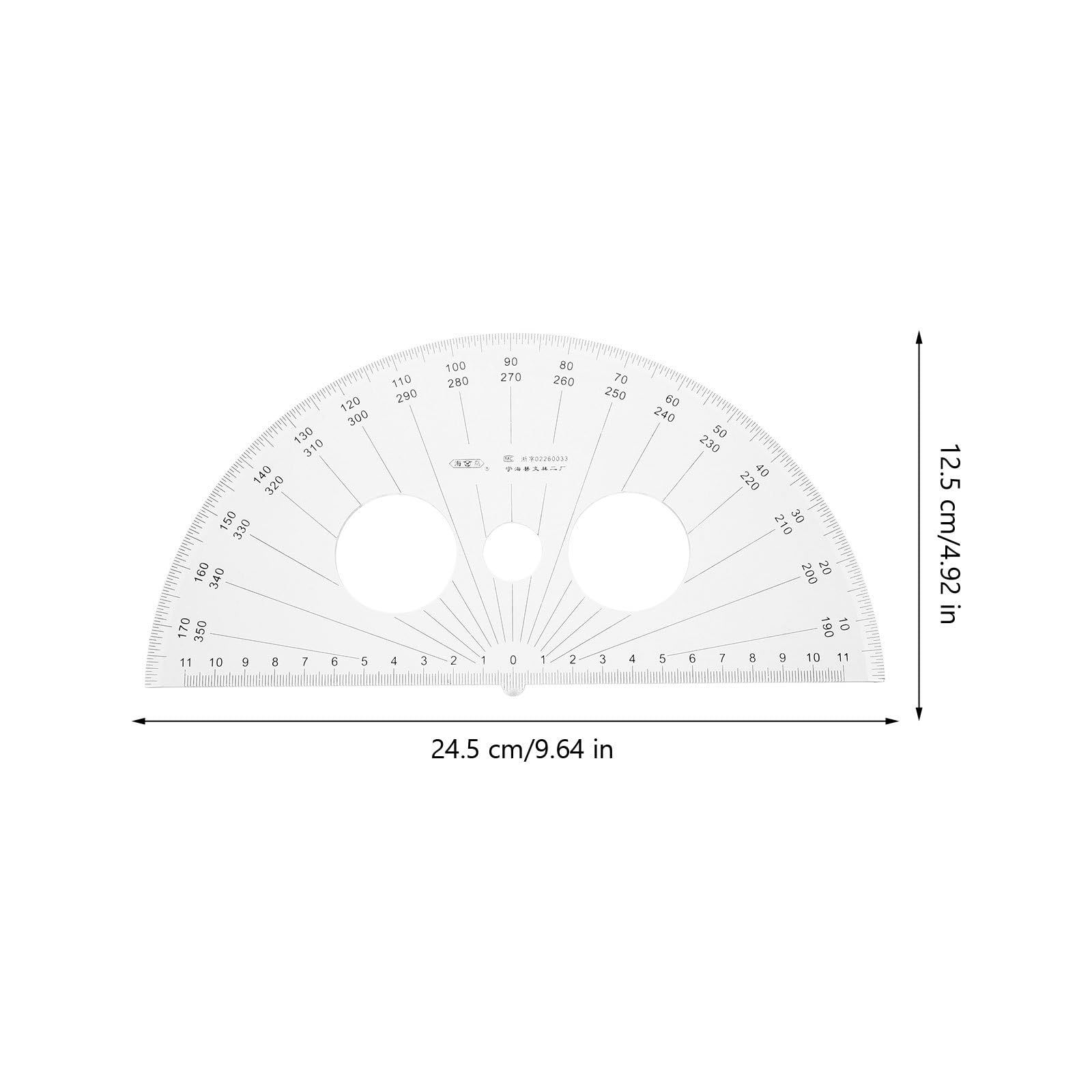 HOODANCOS Plastic Protractor 180 Degrees Half Circle Angle Measurement Tool 9.6 Inch Math Stationery for Students Teachers Architects Drawing - Image 2