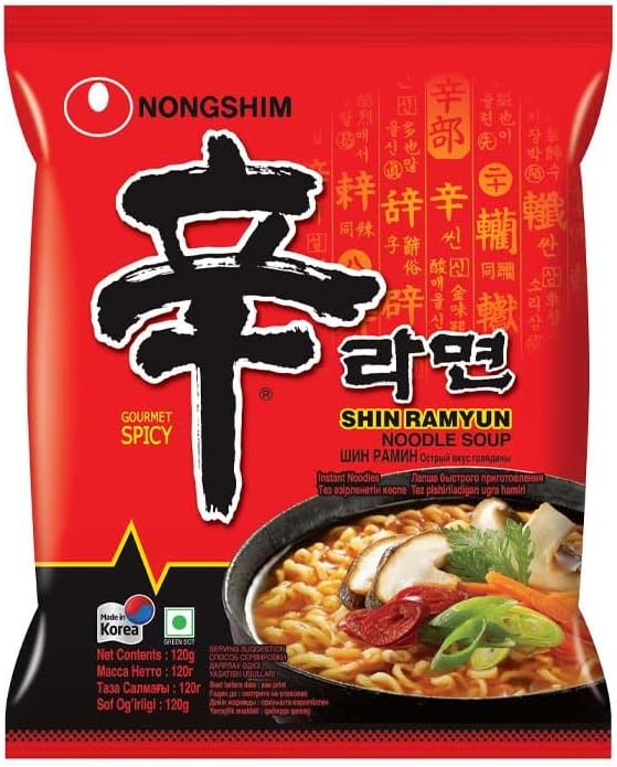 Nongshim Shin Ramyun Korean Style Spicy Noodle Soup Instant Noodles, 4.23 oz ℮ 120 g