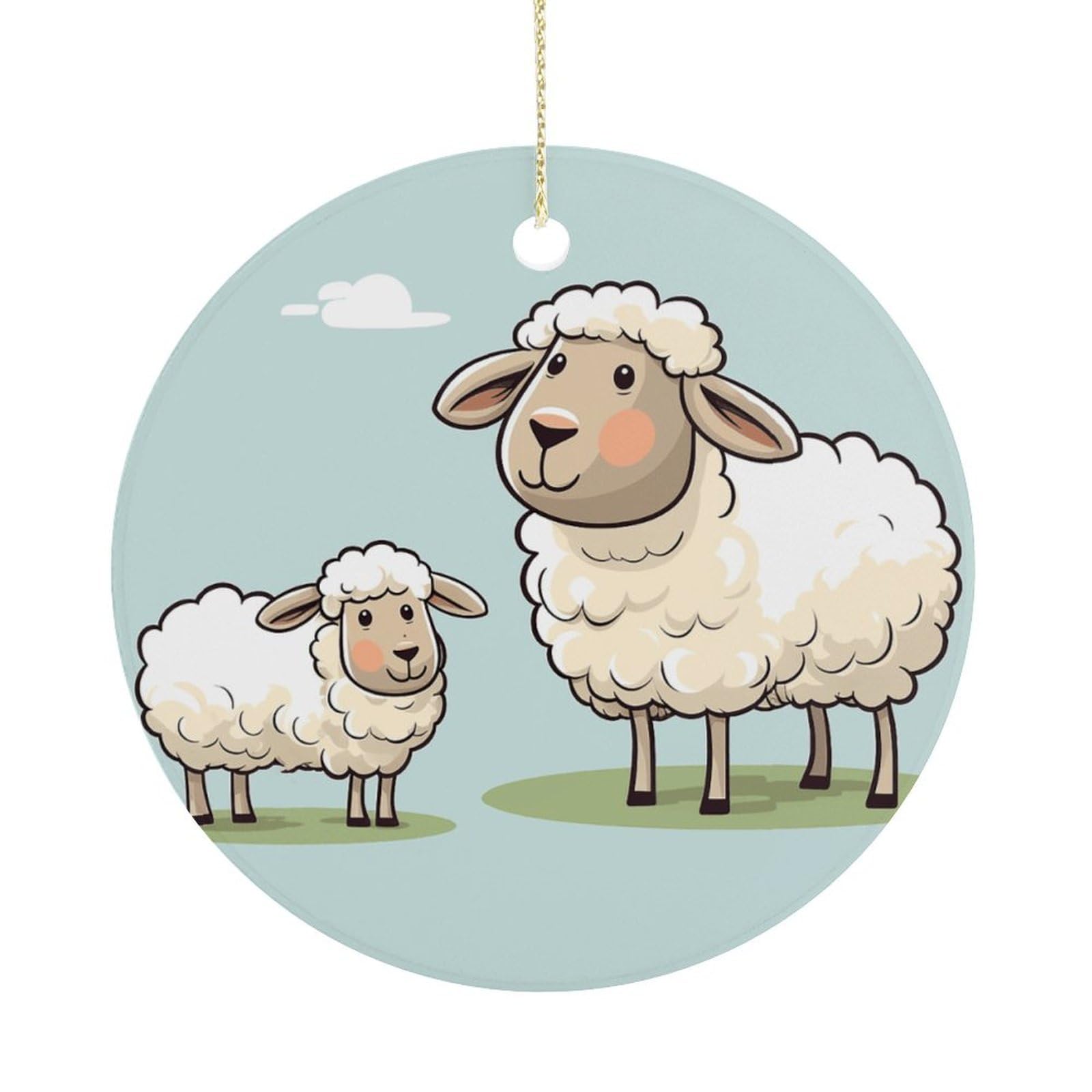 Adfgyerh Women's Style Sheep And Lamb Cartoon Hanging Ceramic Ornaments, Christmas Tree Decorations, Funny Home Decor Gifts For Sisters & Work Best Friends