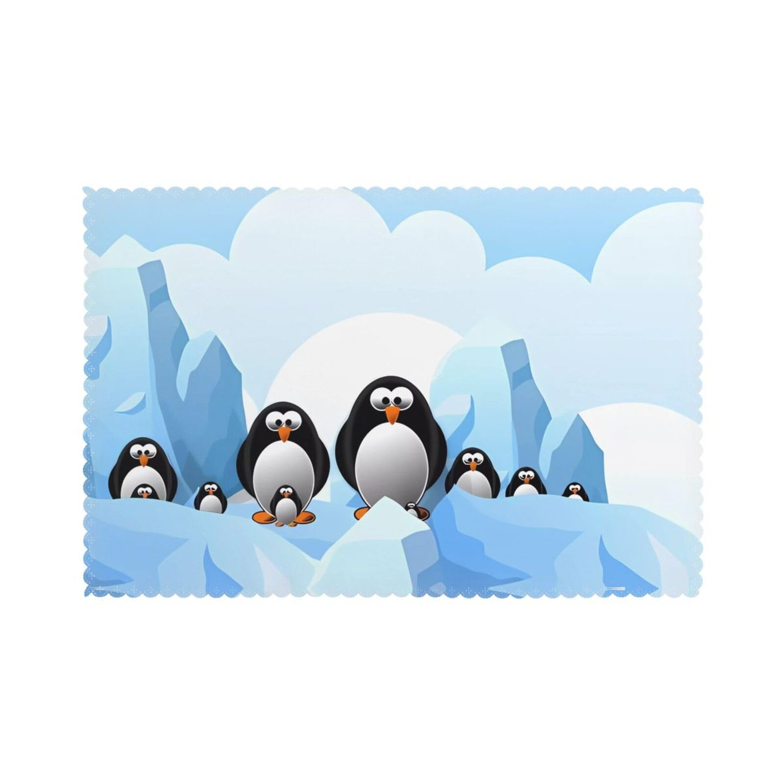 YYHWHJDE Penguin Antarctica Ice Prints Placemats Set of 6 12x18in - Heavy-Duty Polyester Table Layers Built for Lasting Performance