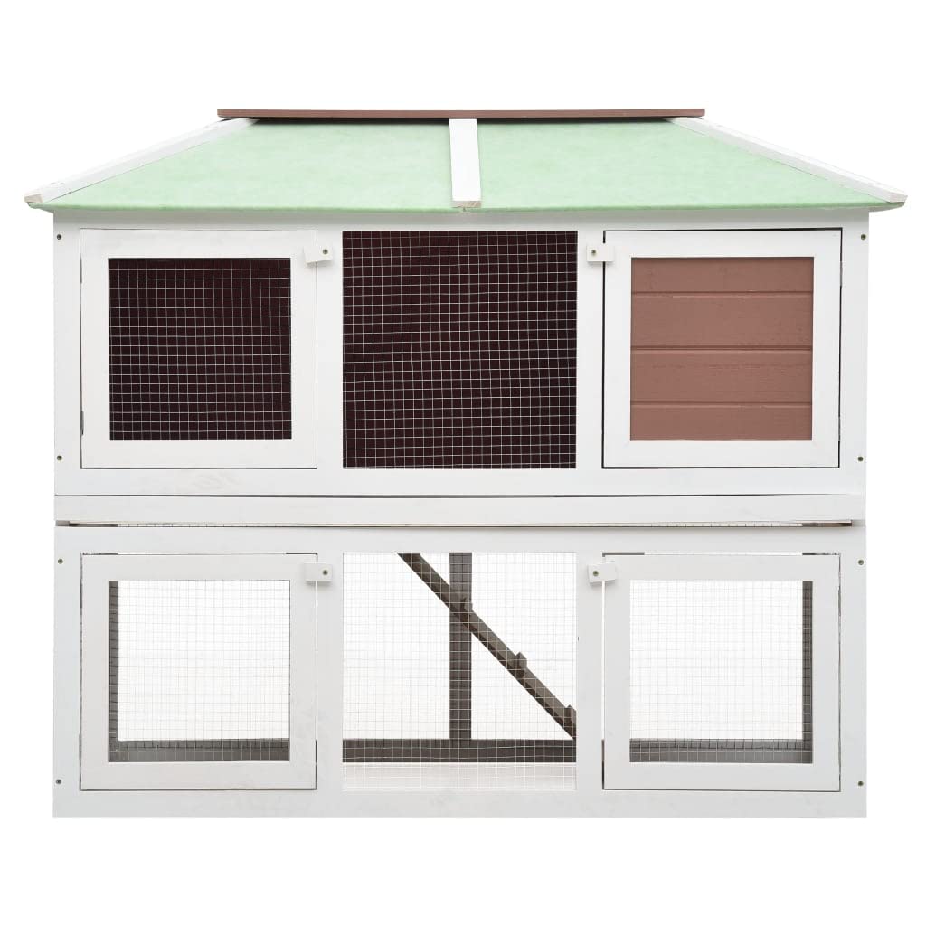 HOMIUSE Conejera para animales pequeños, 2 pisos, marrón, madera, conejillo de indias, accesorios para conejillos de indias, jaulas para exteriores, fiesta de invierno, jaula, jaula, madera marrón y