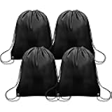 4Pcs Drawstring Bags Bulk, Drawstring Backpack Polyester String Bag Cinch Bag for Gym Yoga Sports Party Short Trip （Black）
