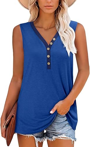 KISSMODA Womens Boho Tops for Summer Sleeveless Tanks Loose Fit Casual Blouse Daily Shirts for Leggings (S-3XL)