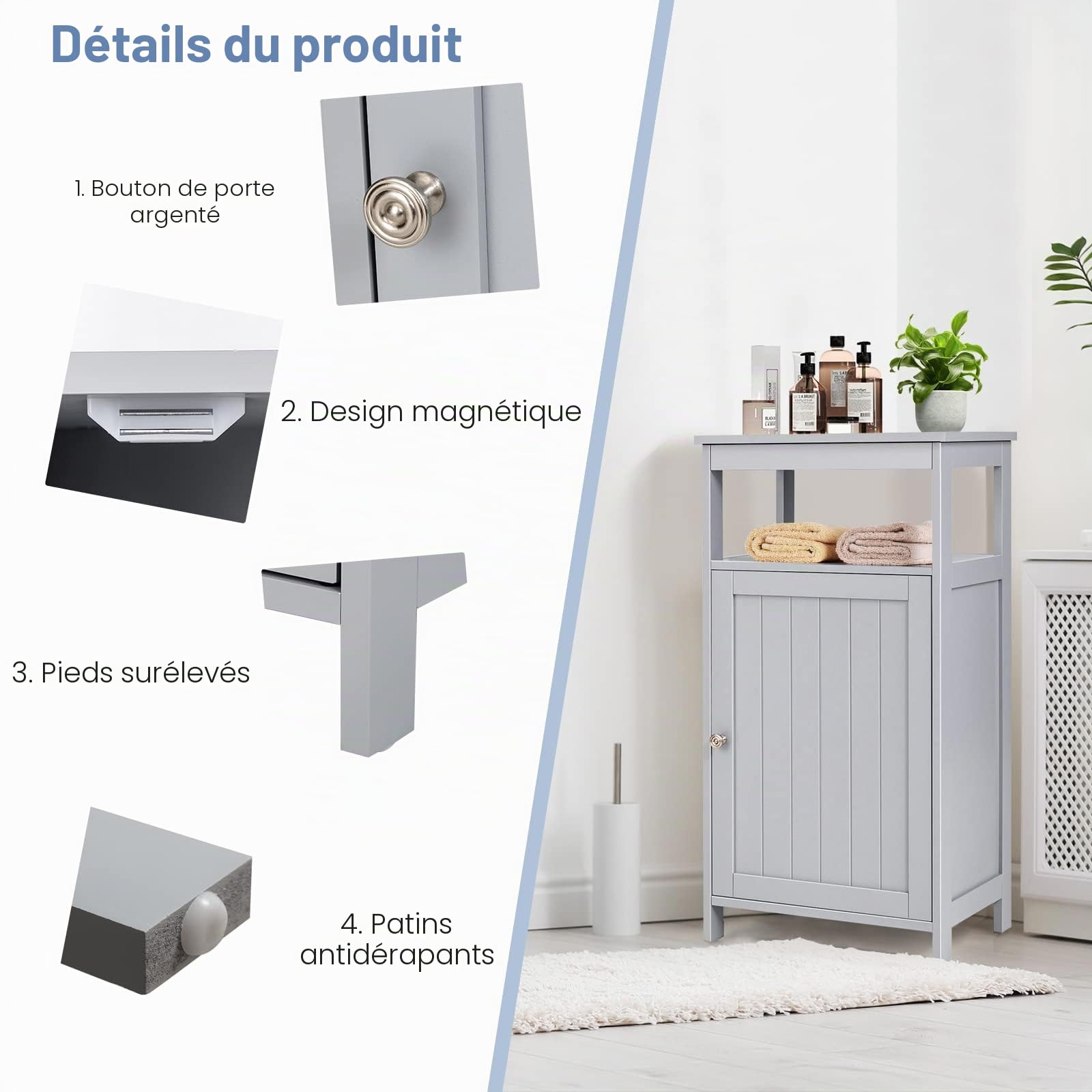 LIFEZEAL Armoire de Salle de Bain Peu Encombrante avec 1 Porte et 1 Étagère