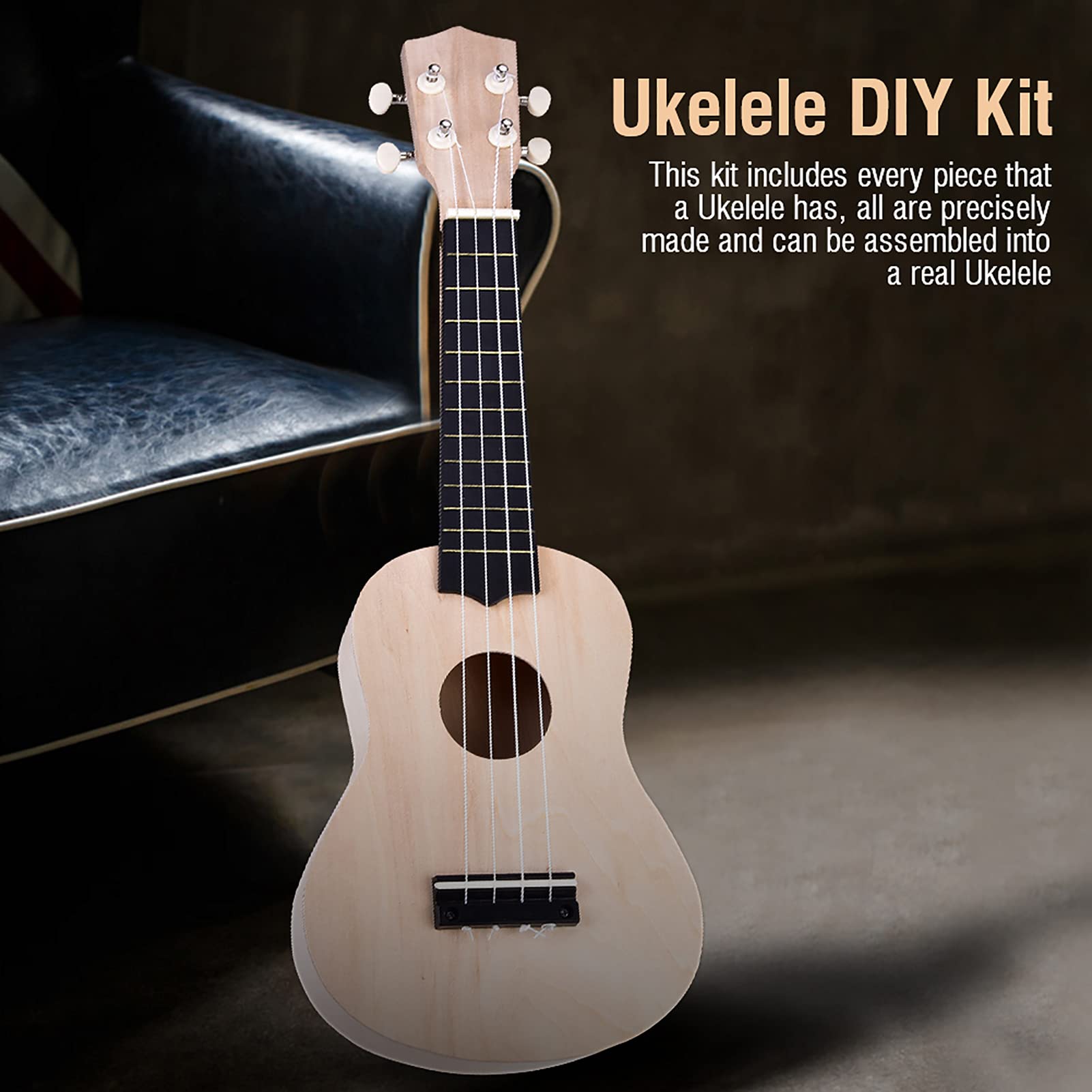 Set di ukulele soprano per bambini e adulti, 21 pollici, con custodia, chitarra per bambini, in materiale tiglio, adatto per lezioni di musica, studenti