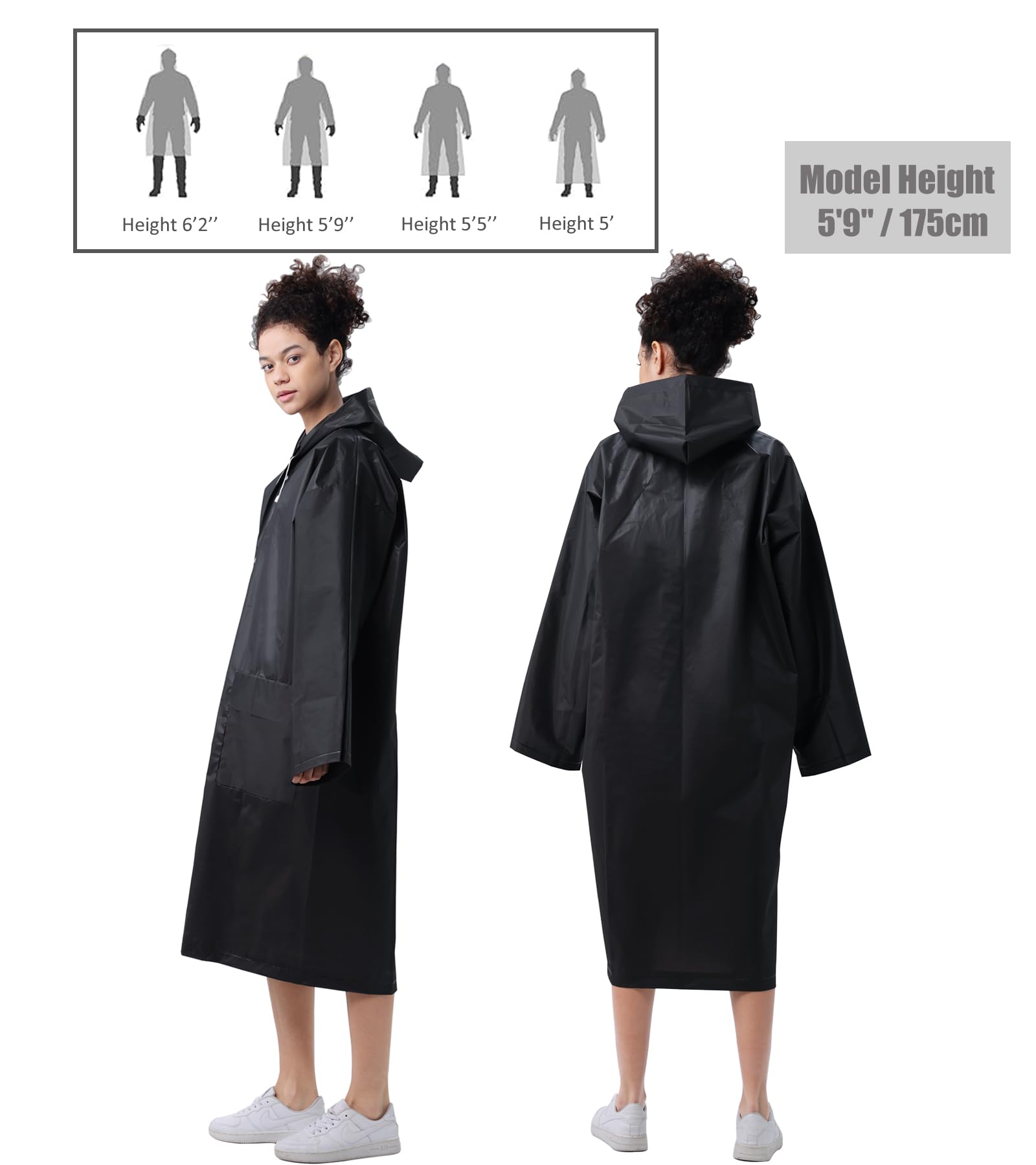 HLKZONE Ponchos de lluvia para adultos, paquete de 2 abrigos de lluvia reutilizables para adultos, chaqueta impermeable plegable con bolsillos