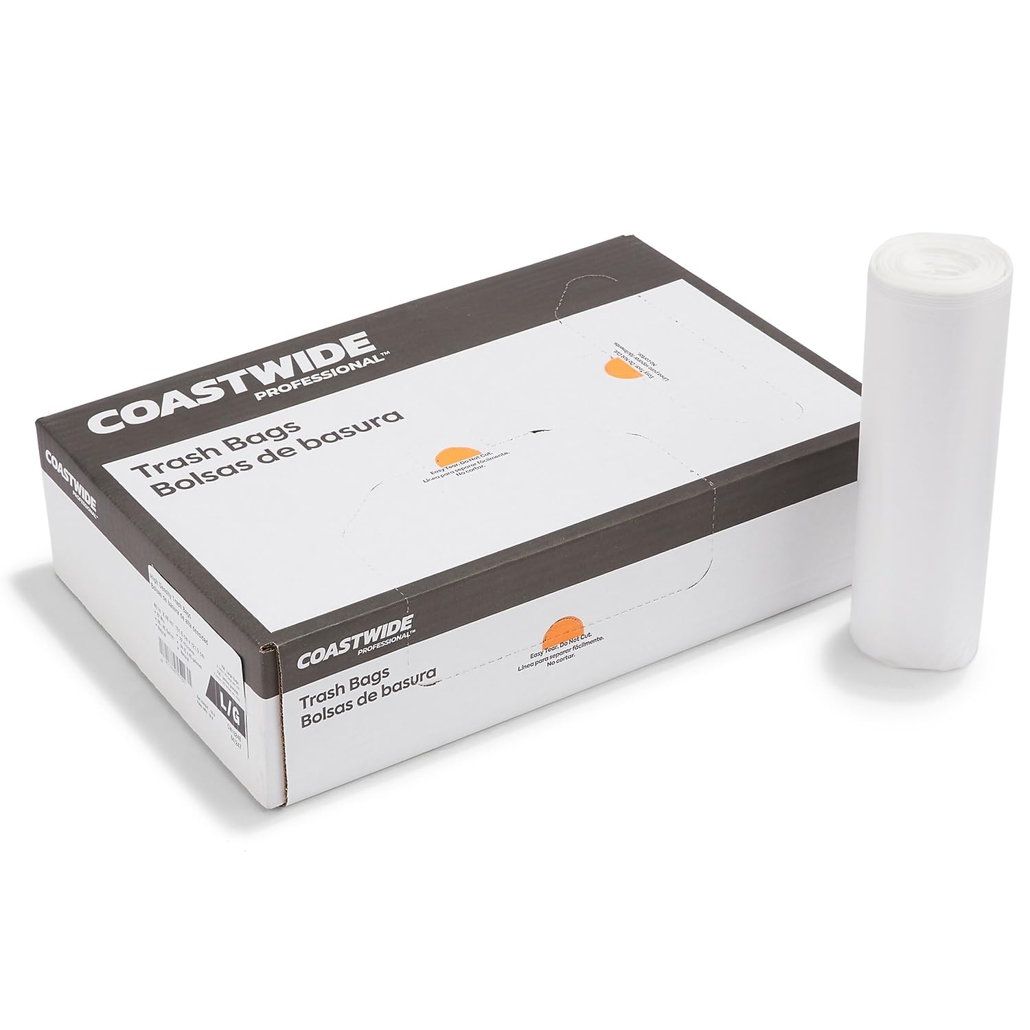 Coastwide Professional 40-45 Gallon Trash Bag, 40" x 48", High Density, 22 mic, Natural, 150 Bags/Box