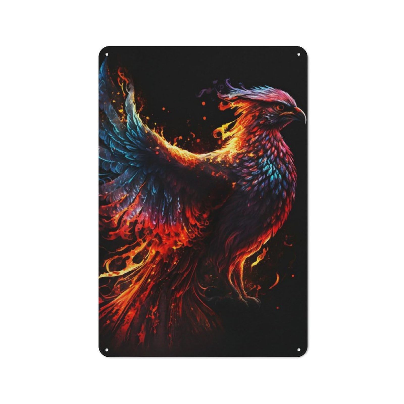 Junmoney Mystical Phoenix Art Rustic Tin Wall Plaque 30X20cm For Garage Or Workshop, For Garage Decor Fans, For Retro Home Interiors