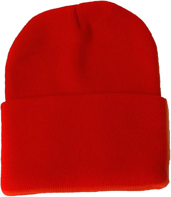 Blank Long Cuff Beanie - Red : Amazon 