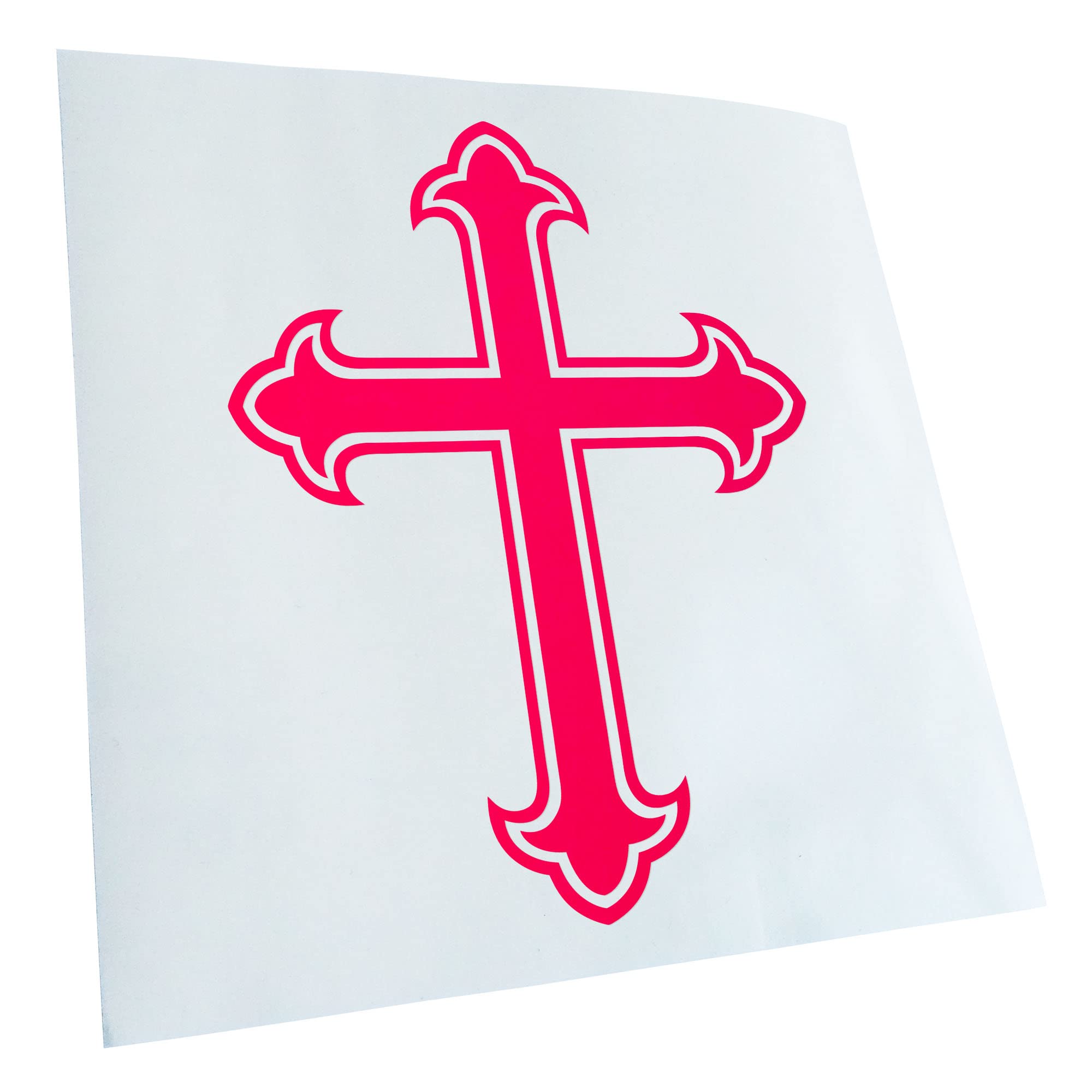 Kiwistar - Car Sticker - Neon Pink - 40 x 31 cm Lily Cross - Knight's Cross - Old Cross - Rear Window Car Sticker Weatherproof for Car Truck Moped Truck - Sticker Exterior Self-Adhesive Tuning