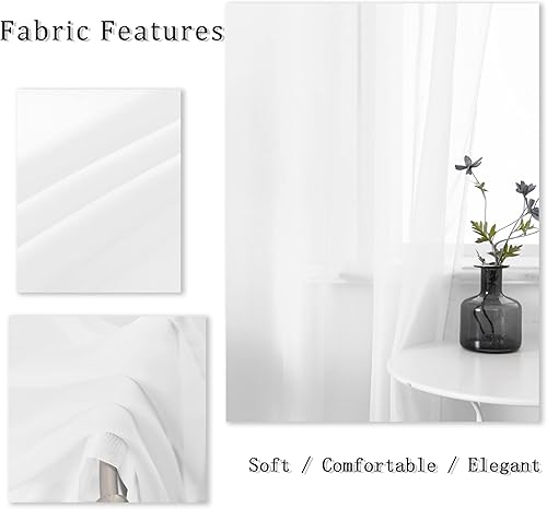 Miniatura 4 de Cortinas traslúcidas de 108 pulgadas para sala de estar, dormitorio, apartamento, ventana, 2 paneles con ojales, cortinas semitransparentes para