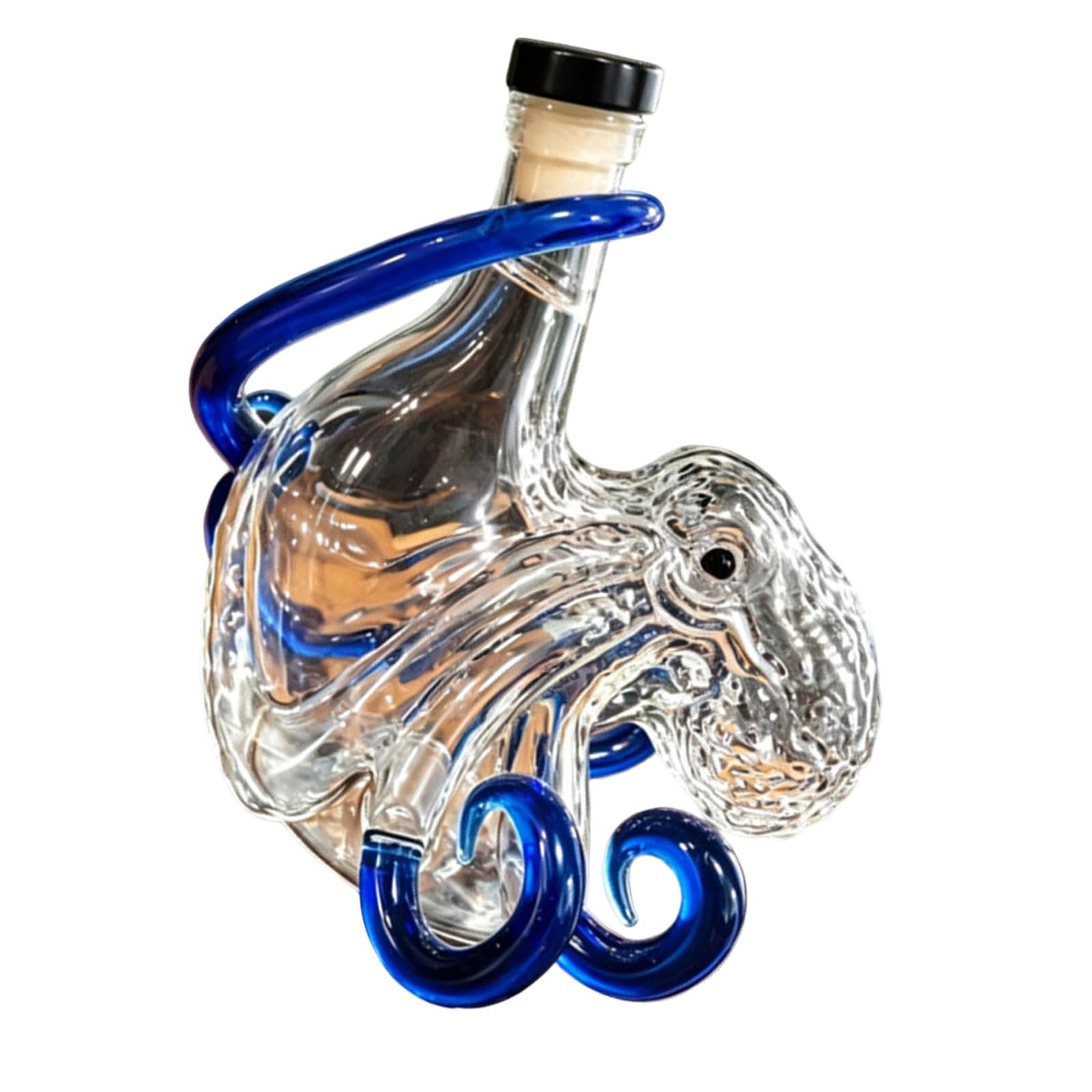 carotoe Collector Display Bottle Clear Glass Marine Inspired Liquor Bottle 750ml with Stopper for Cabinet Placement and Decorative Shelves Display Container Sculpted Tentacle Collector Shelf Decor