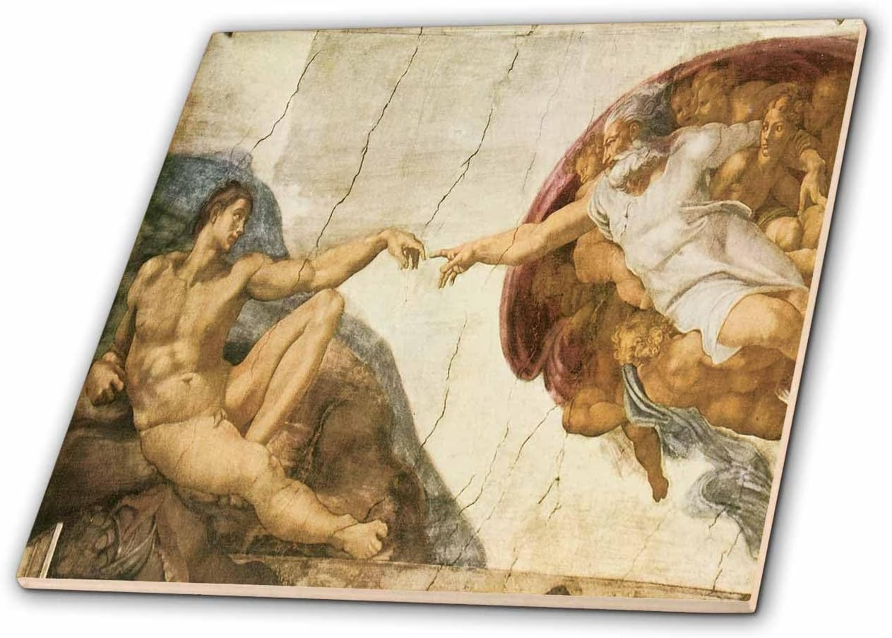 3dRose ct_127088_4 Creation of Adam by Michelangelo Buonarroti Ceramic Tile, 12-Inch