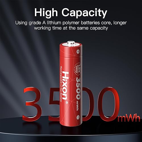 Miniatura 5 de Hixon Baterías AA recargables de 1.5 V, 8 baterías de litio recargables AA de 3500 mWh con cargador de batería de voz 2H, salida de voltaje