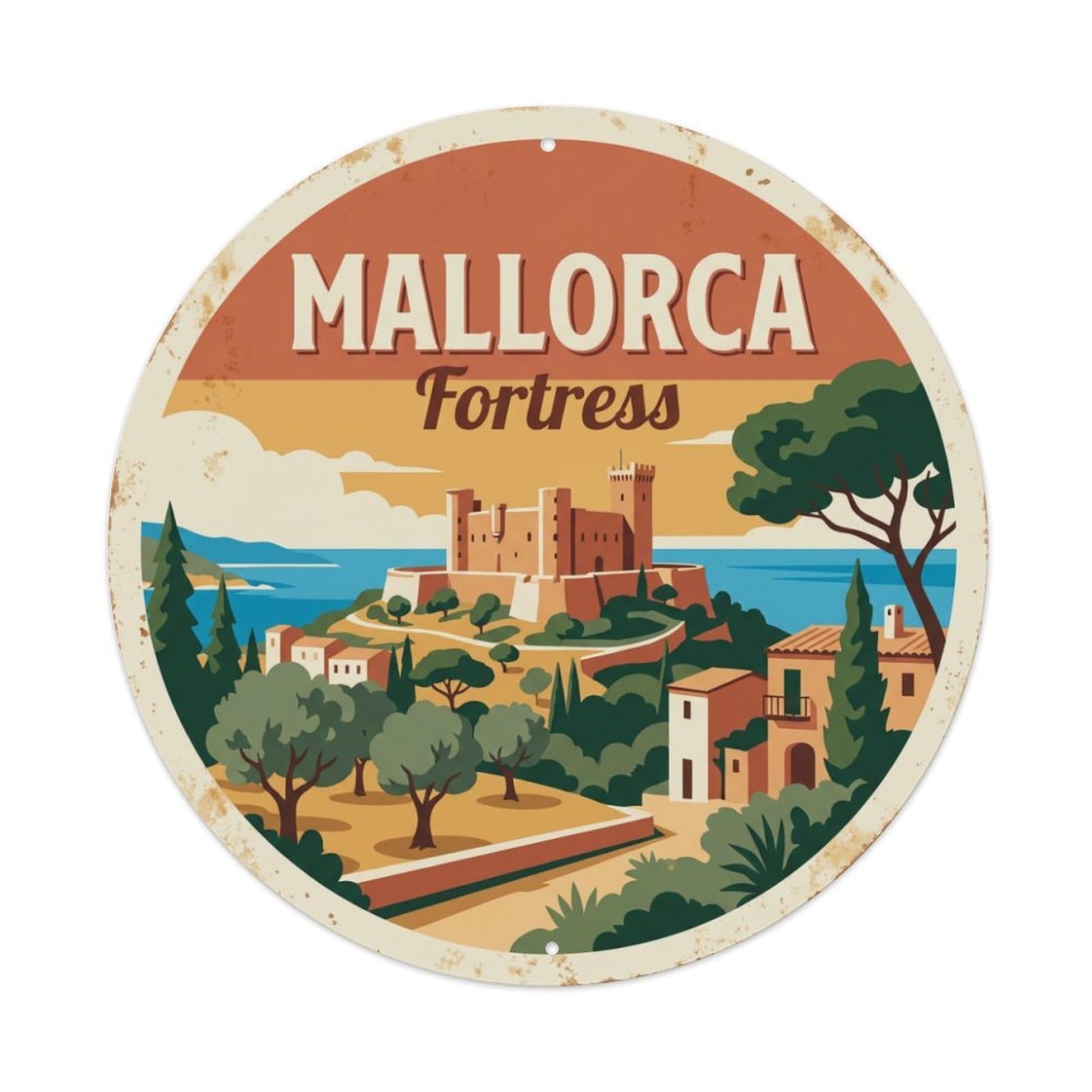 Tgrcjimh Style Metal Tin Sign Vintage Travel Mallorca Spain