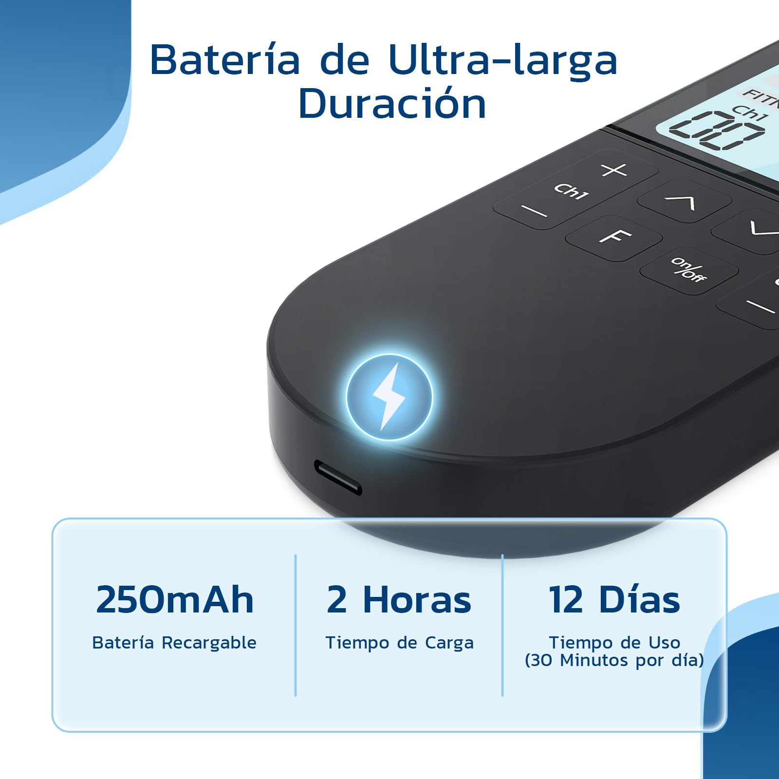 LIORQUE Electroestimulador Muscular, Electroestimulador TENS/EMS/FITNESS 3 en 1, 50 Modos, 10 Piezas de Electrodos TENS, 16 Niveles de Intensidad Para el Alivio del Dolor (Negro)