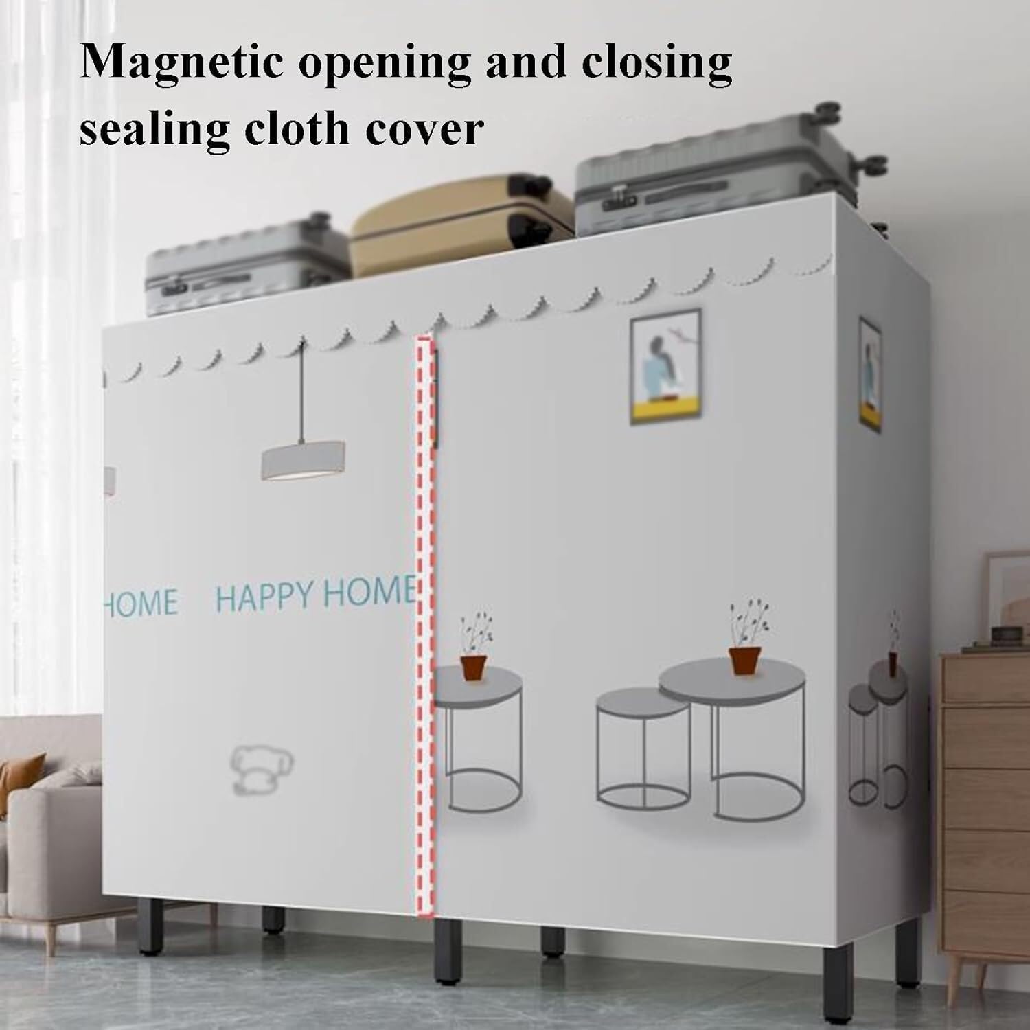 Armadio Portatile con Struttura in Acciaio Completo, Rivestito in Tessuto, 125 cm/150 cm, Armadio da Camera da Letto sospeso(A,150cm)